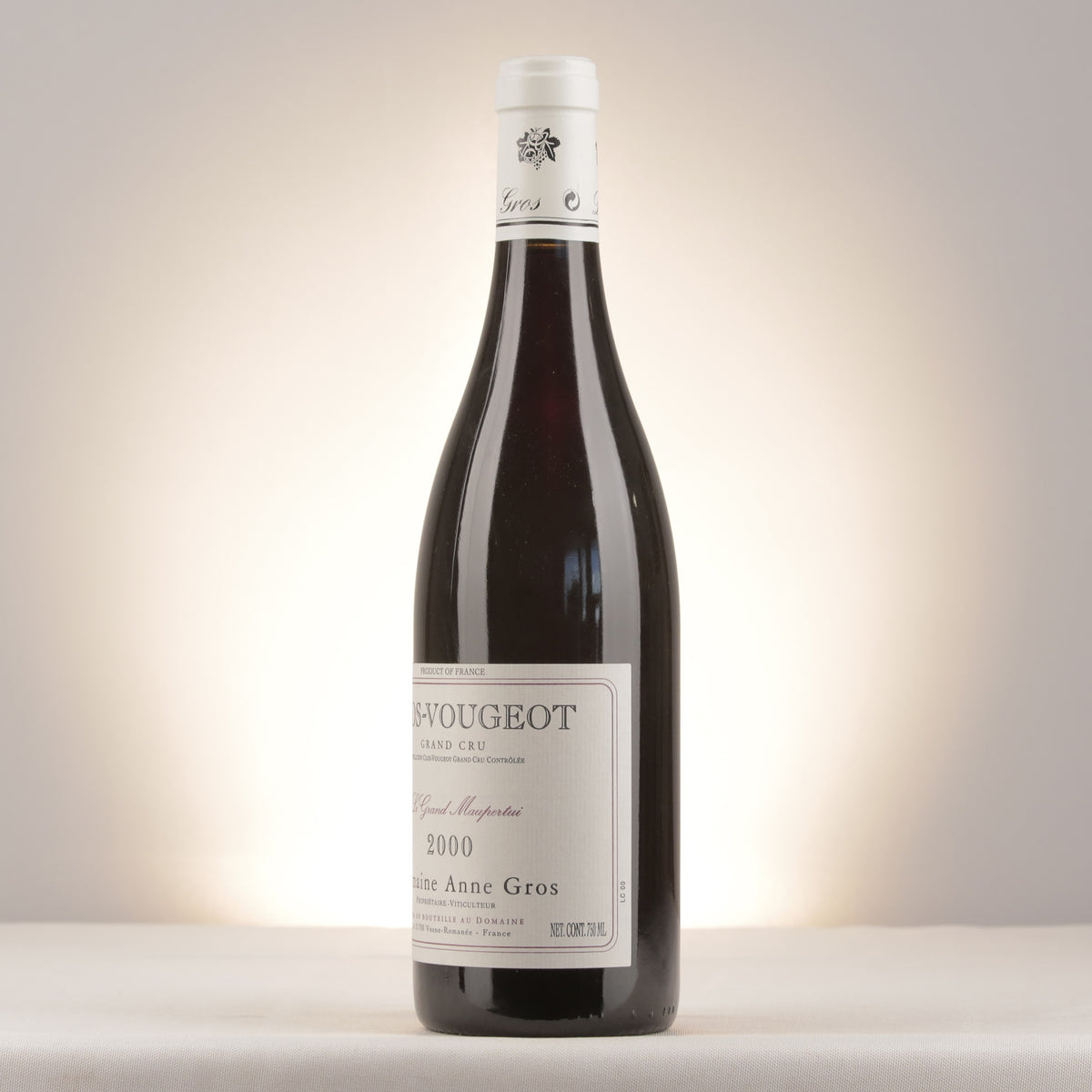 Domaine Anne Gros Clos de Vougeot Grand Cru Le Grand Maupertui 2000 Bottle turned left