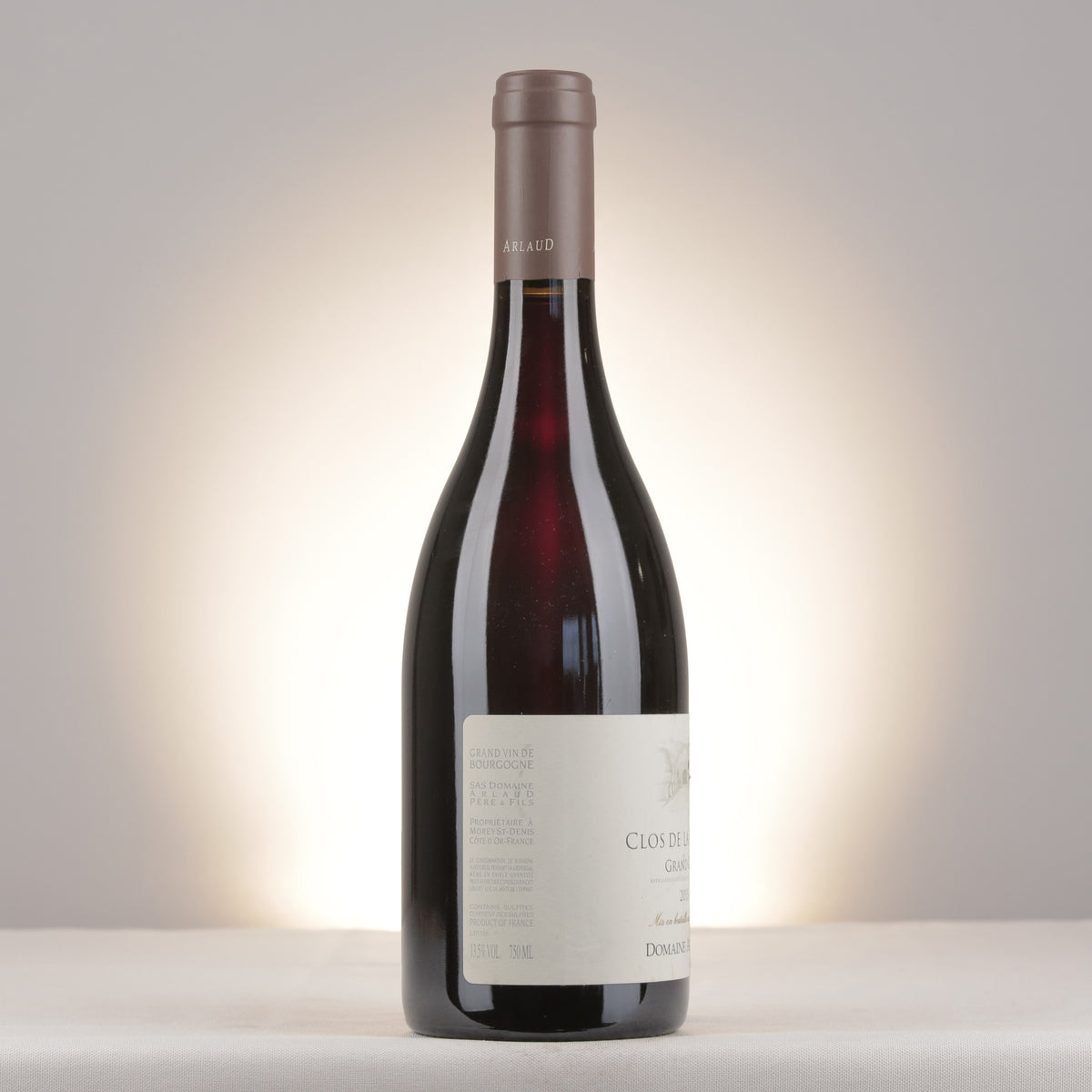 Arlaud Clos de la Roche Grand Cru 2015 Bottle turned right