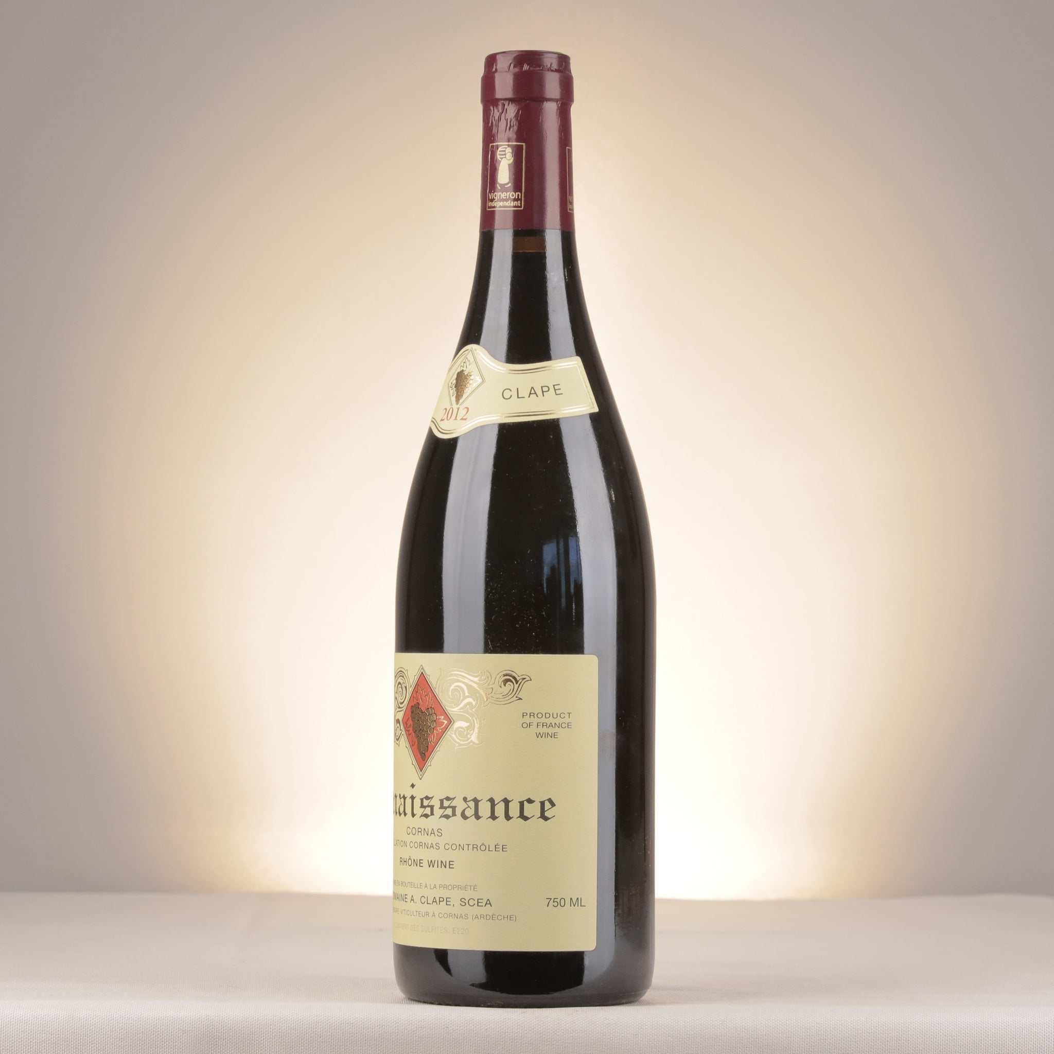 Domaine Auguste Clape Cornas Renaissance 2012 Bottle detail