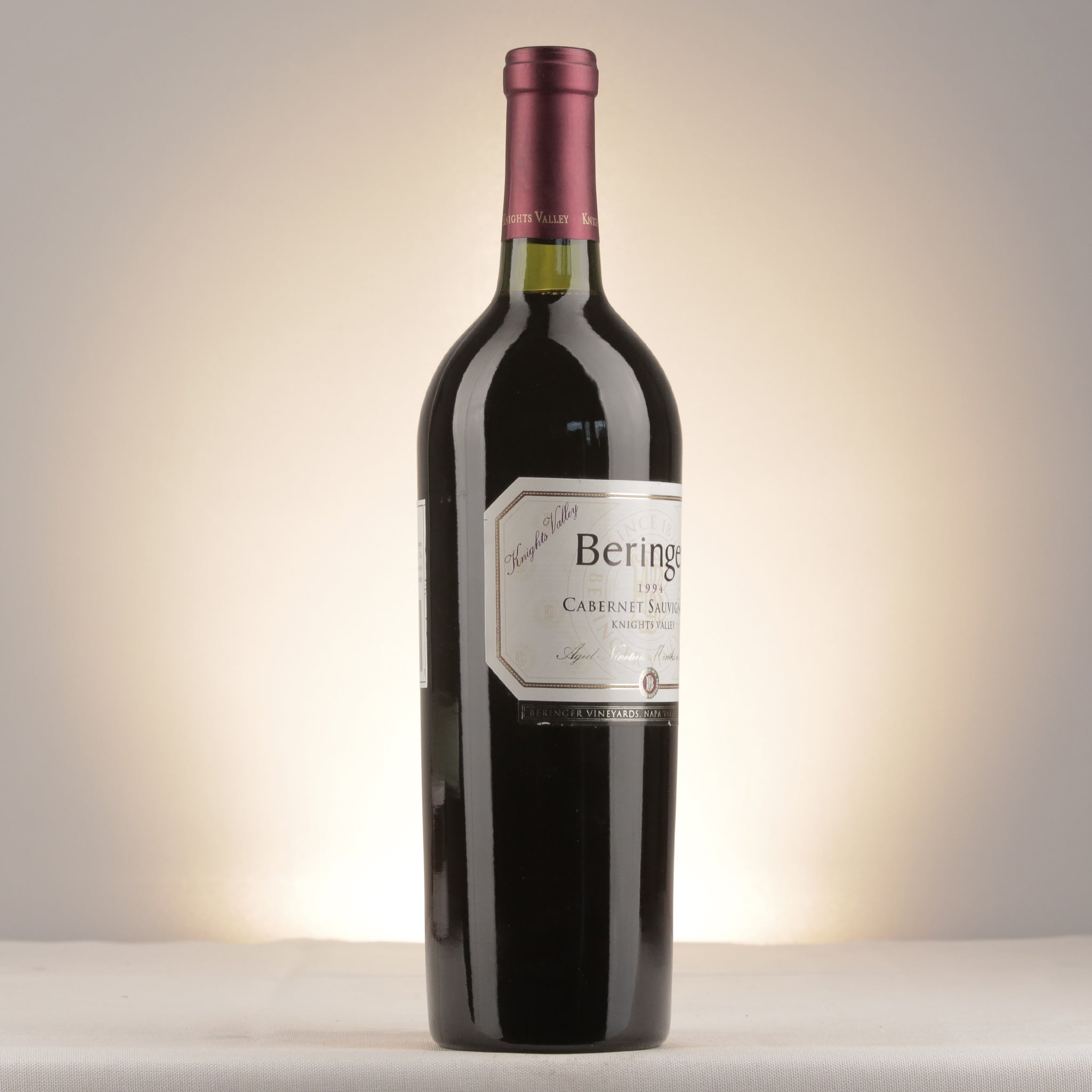 Beringer Cabernet Sauvignon Knights Valley 1994 Bottle label