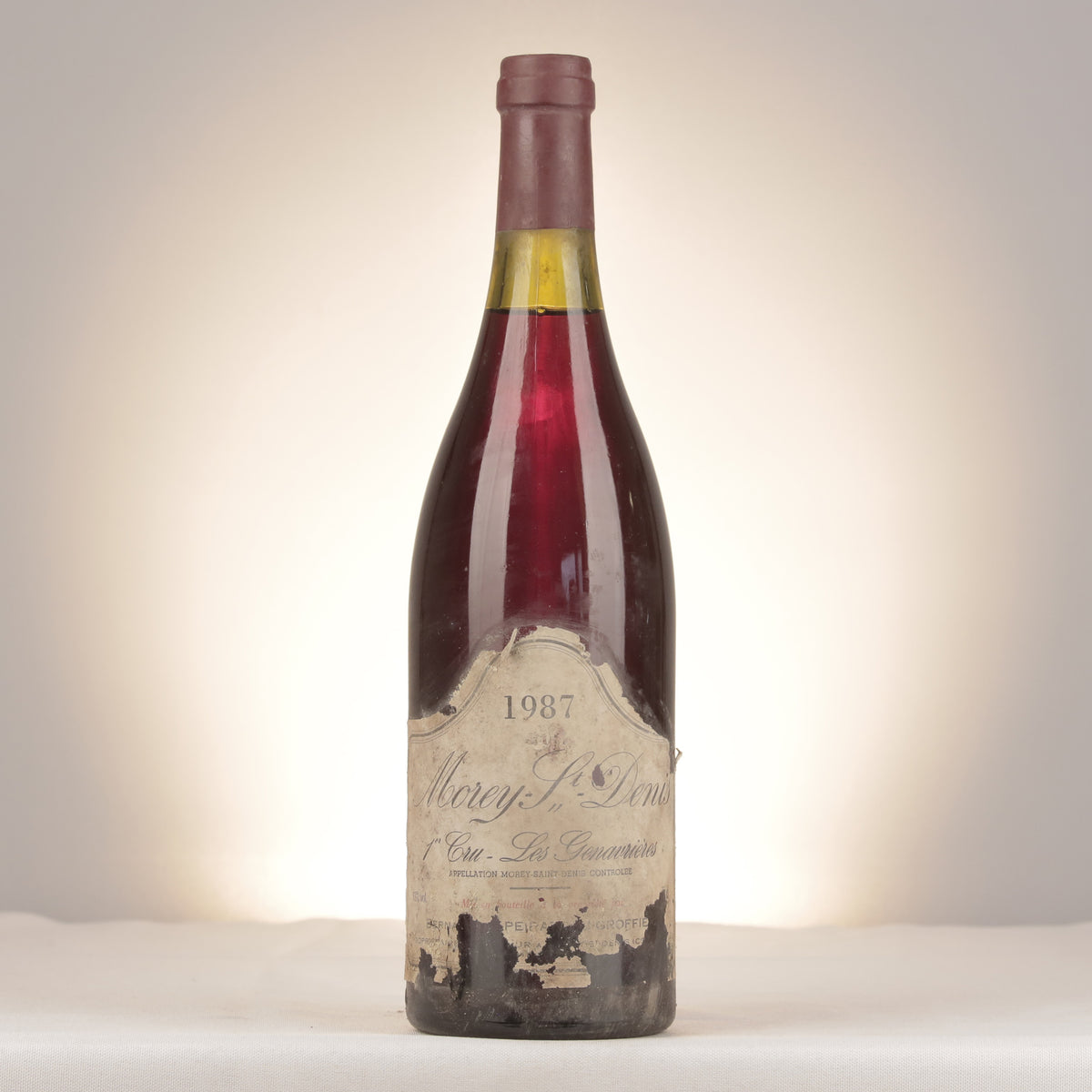 Bernadette Peirazeau-Groffier Morey-Saint-Denis 1er Cru Les Genavrières 1987 Bottle front (lot e1ec)
