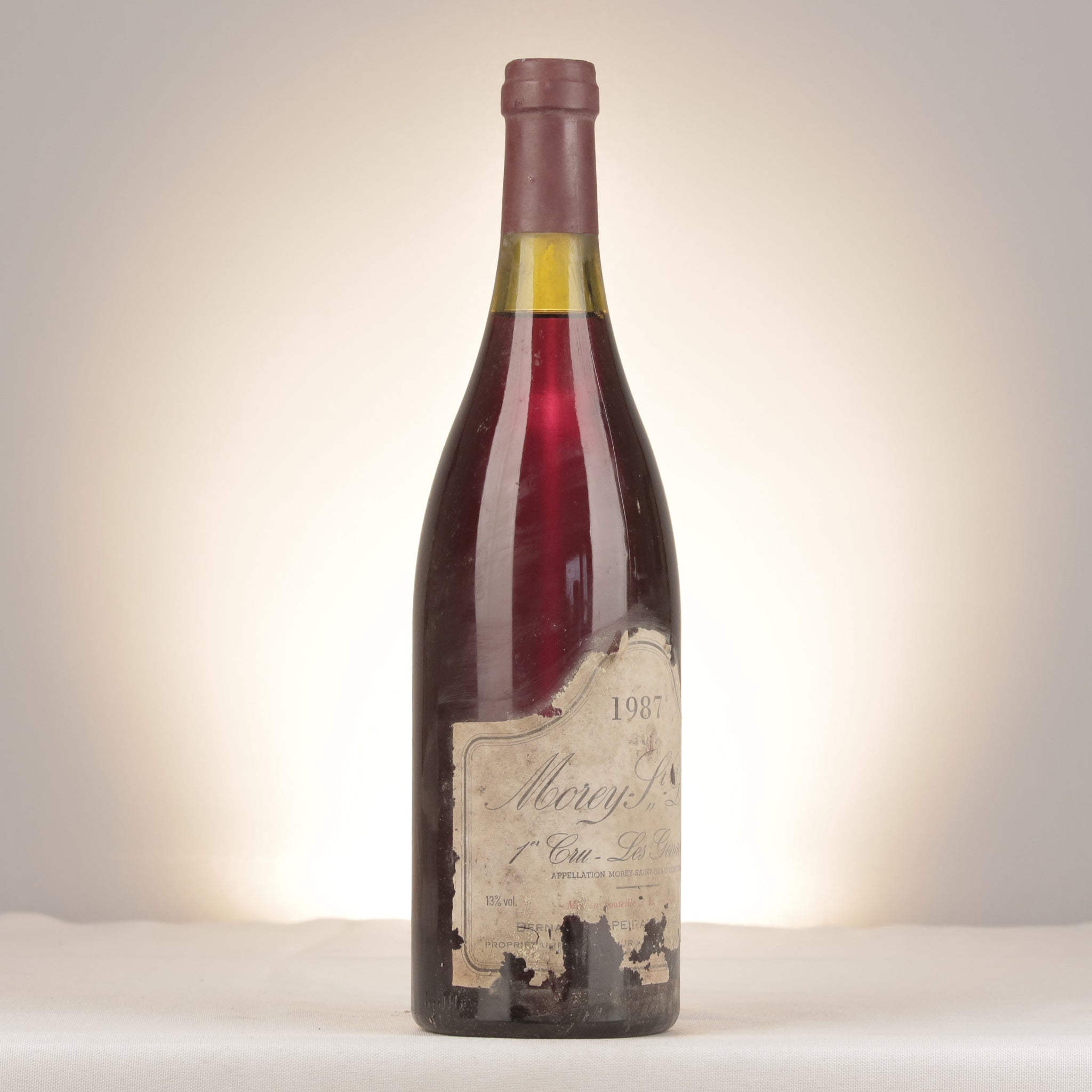 Bernadette Peirazeau-Groffier Morey-Saint-Denis 1er Cru Les Genavrières 1987 Bottle turned right (lot e1ec)