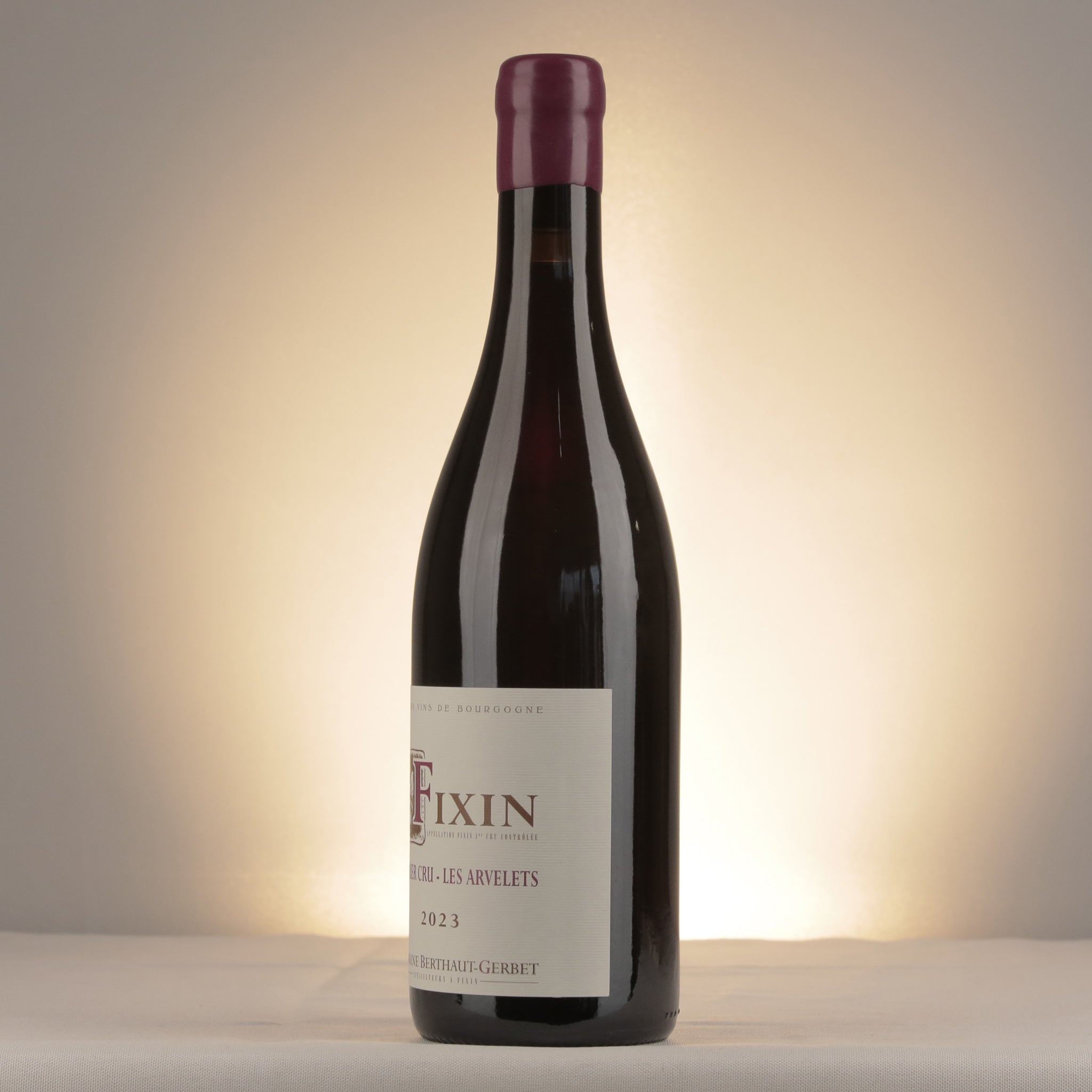 Berthaut-Gerbet Fixin 1er Cru Les Arvelets 2023 Bottle detail