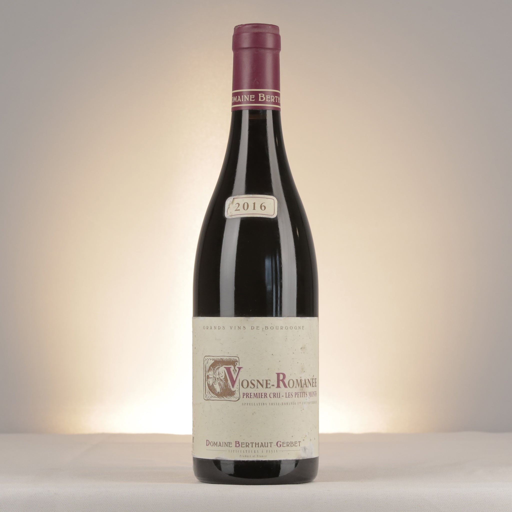 Berthaut-Gerbet Vosne-Romanee 1er Cru Les Petits Monts 2016 Bottle front