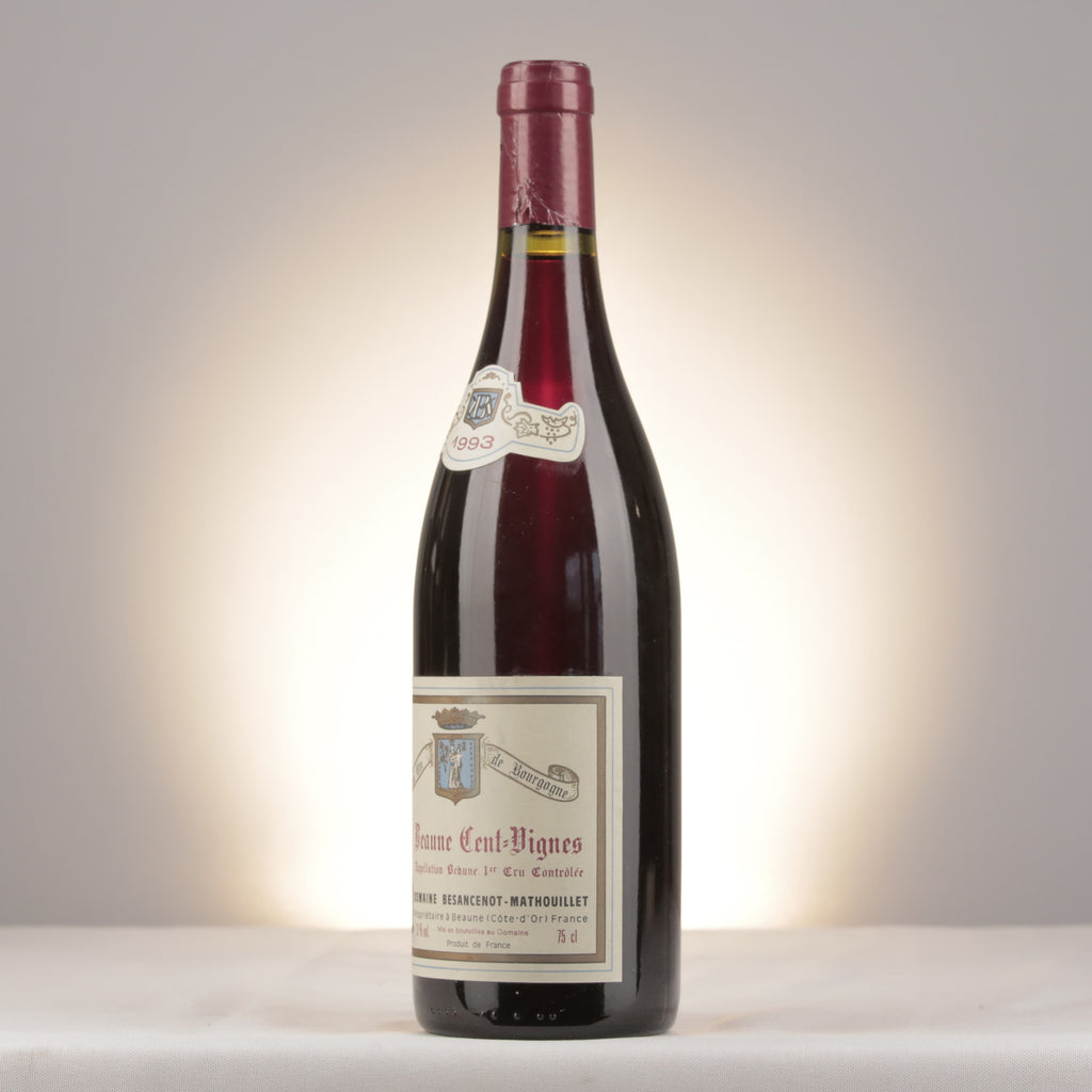 Besancenot-Mathouillet Beaune 1er Cru Les Cent-Vignes 1993 Bottle turned left