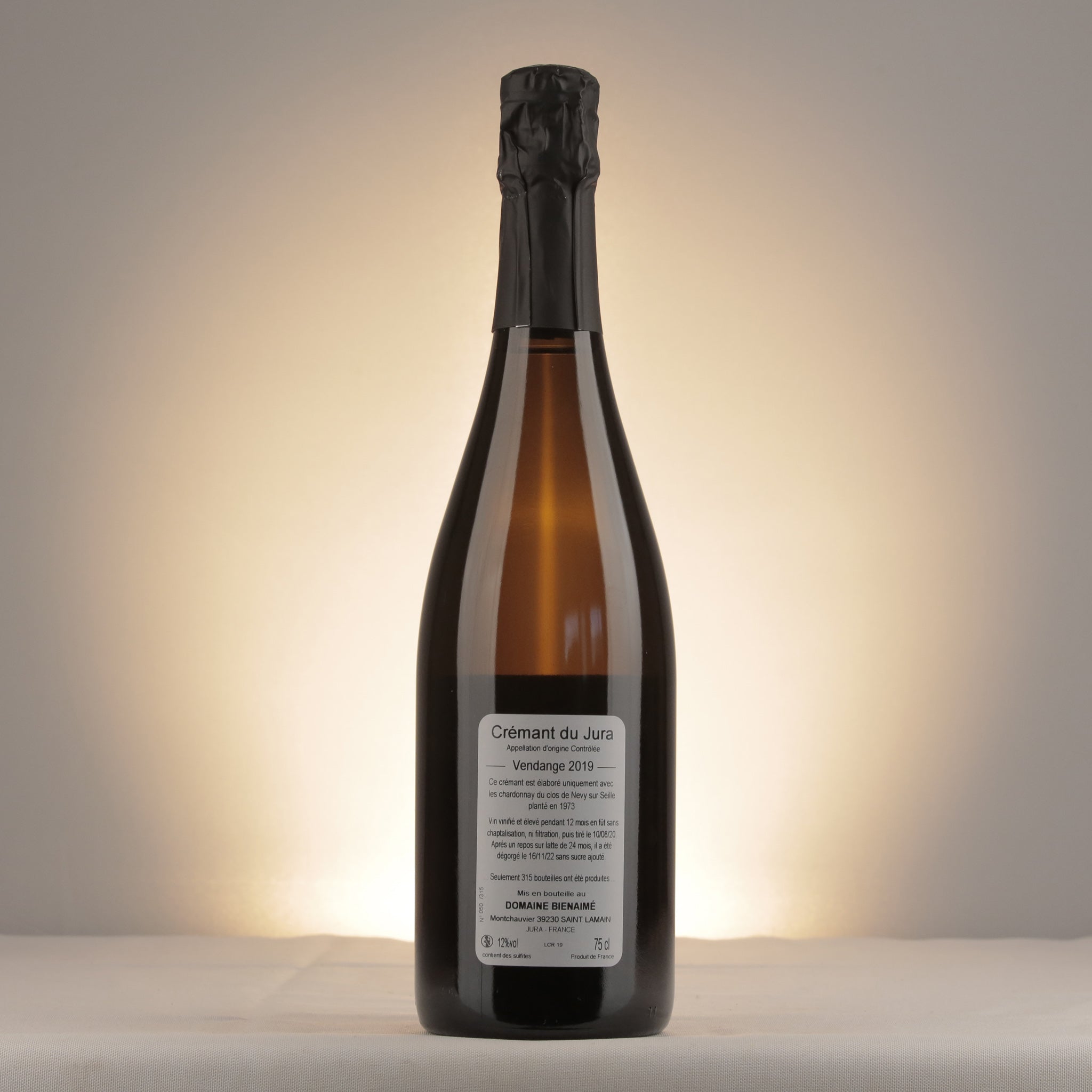 Bienaimé Crémant du Jura La Bulle d'Amélie Blanc de Blancs 2019 Bottle back