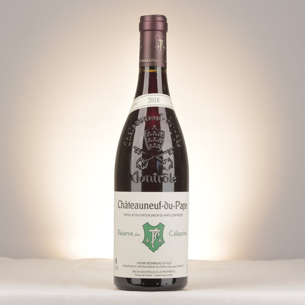 Henri Bonneau & Fils Châteauneuf-du-pape Réserve des Célestins 2018 Bottle front (lot d86c)