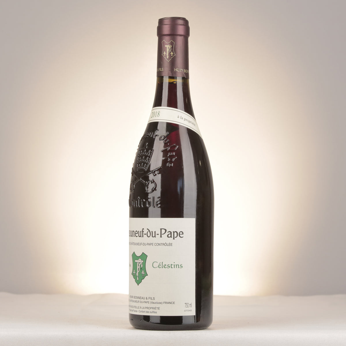 Henri Bonneau & Fils Châteauneuf-du-pape Réserve des Célestins 2018 Bottle turned left (lot d86c)