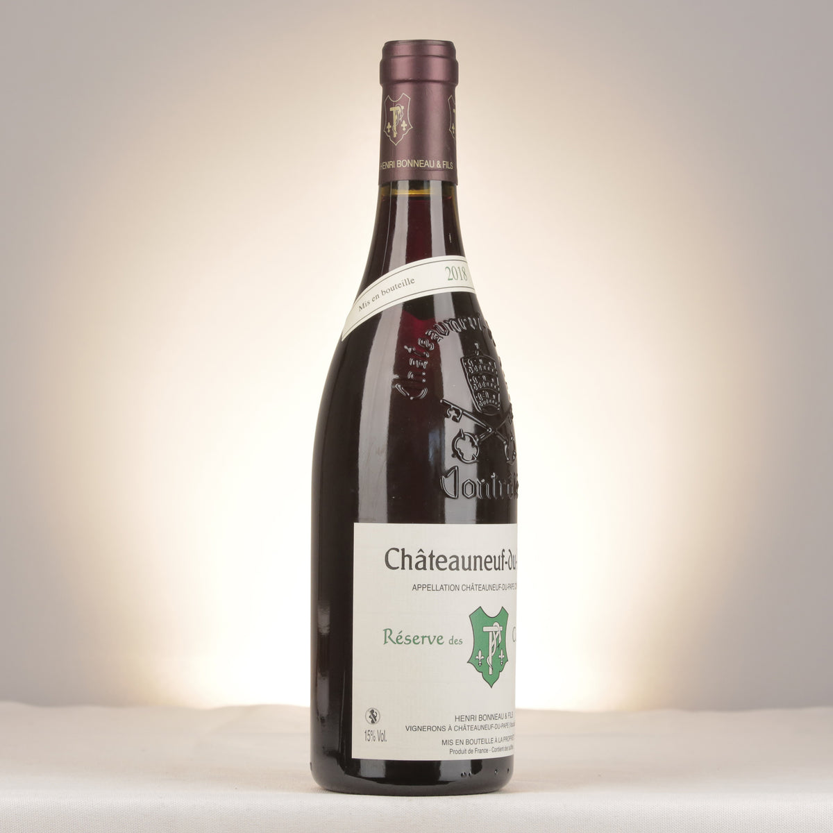 Henri Bonneau & Fils Châteauneuf-du-pape Réserve des Célestins 2018 Bottle turned right (lot d86c)