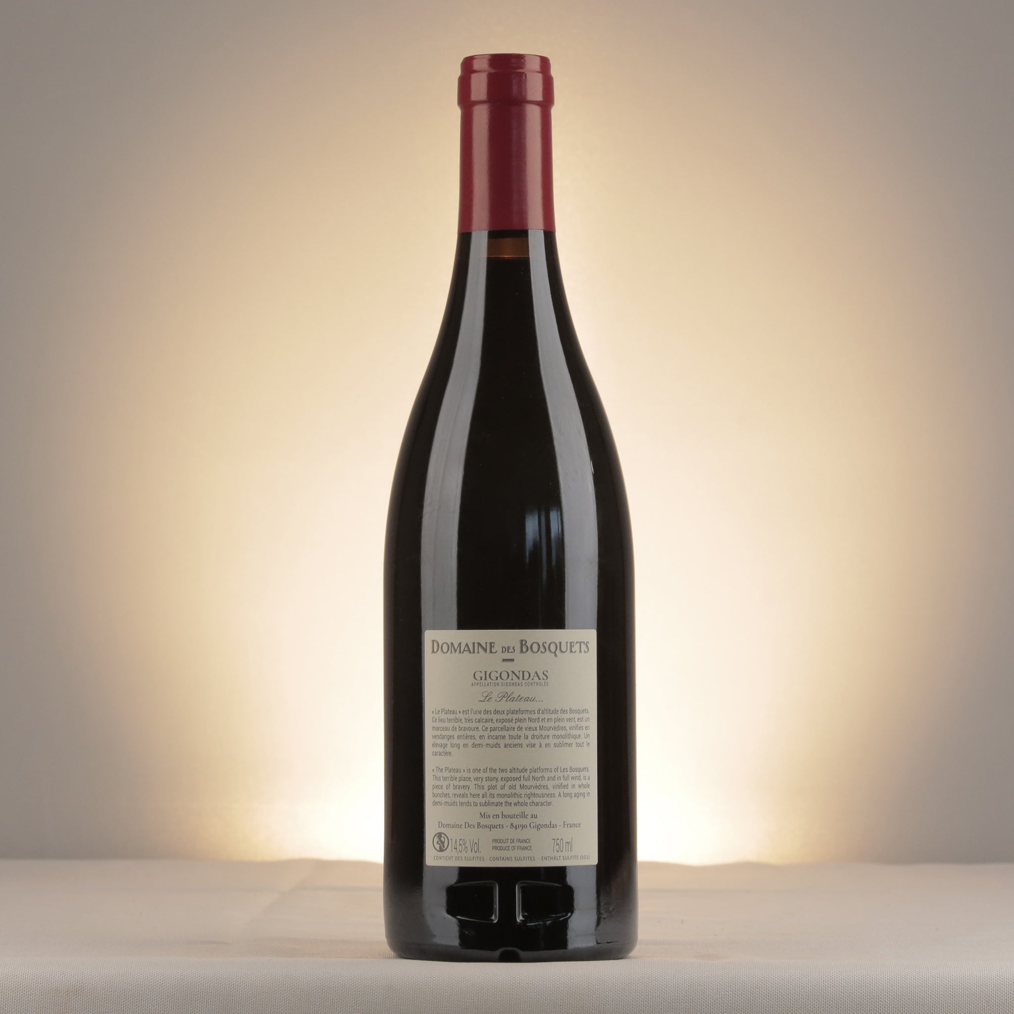 Les Bosquets Gigondas Le Plateau 2020 Bottle back