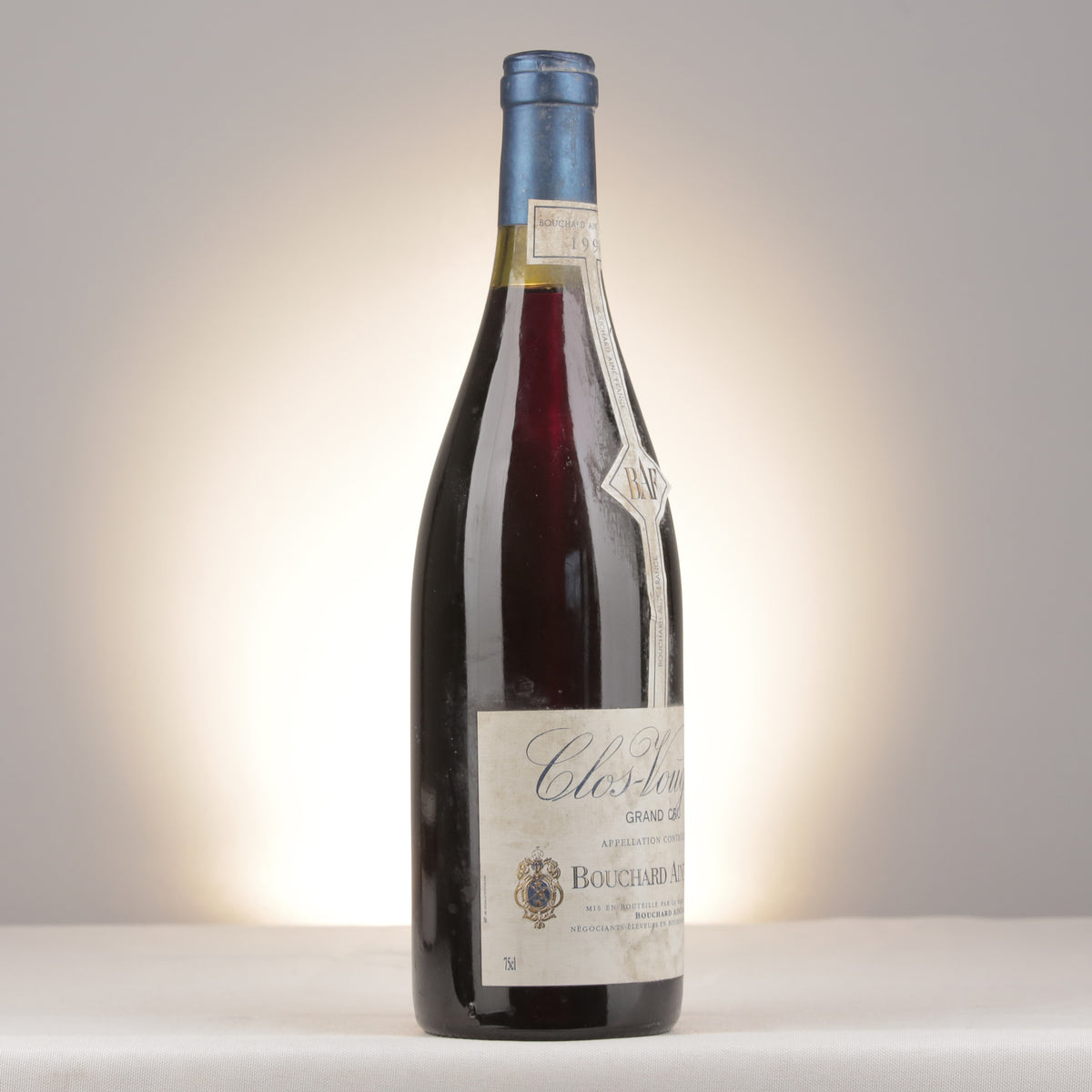 Bouchard Aine Clos de Vougeot Grand Cru 1990 Bottle turned right