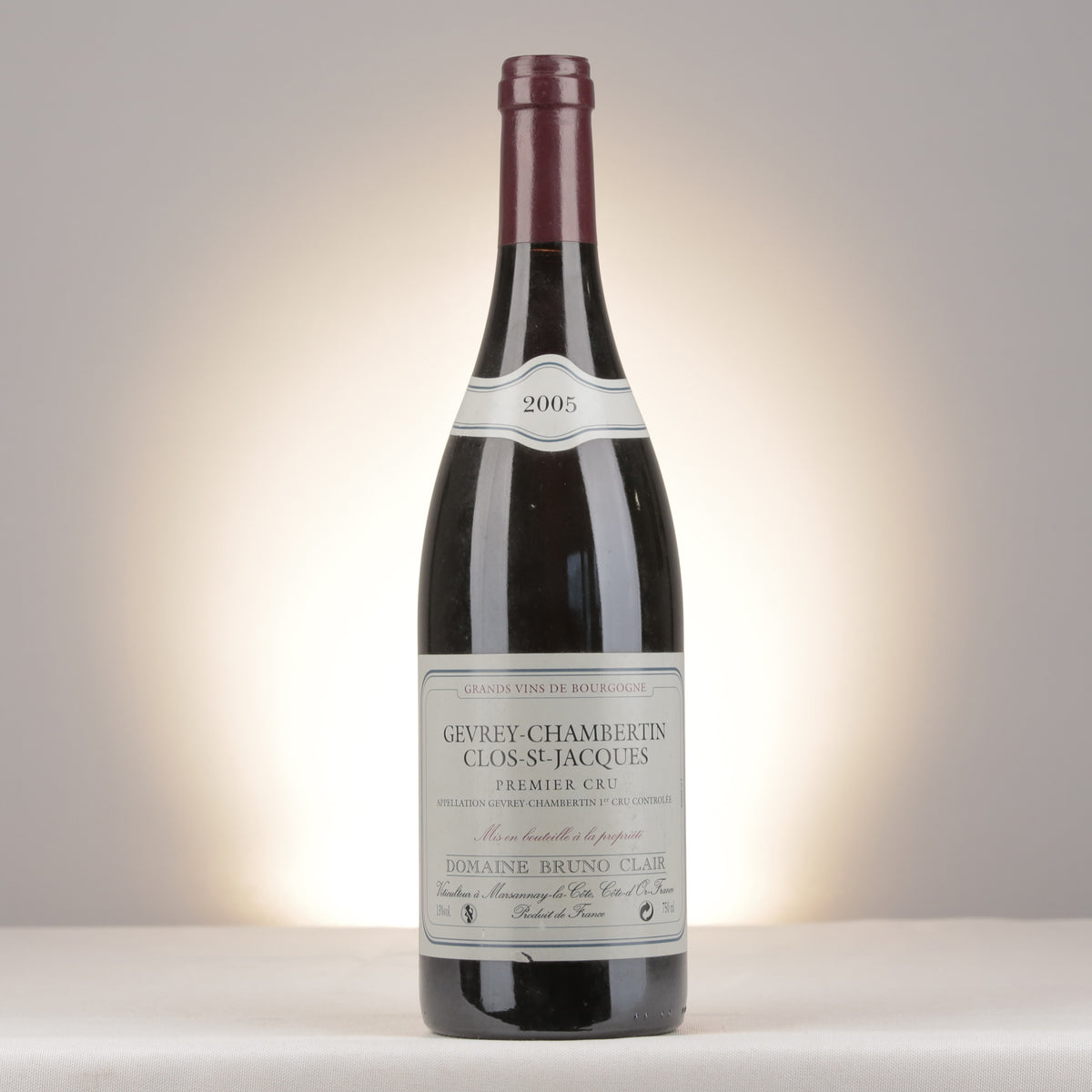 Bruno Clair Gevrey-Chambertin 1er Cru Clos Saint-Jacques 2005 Bottle front