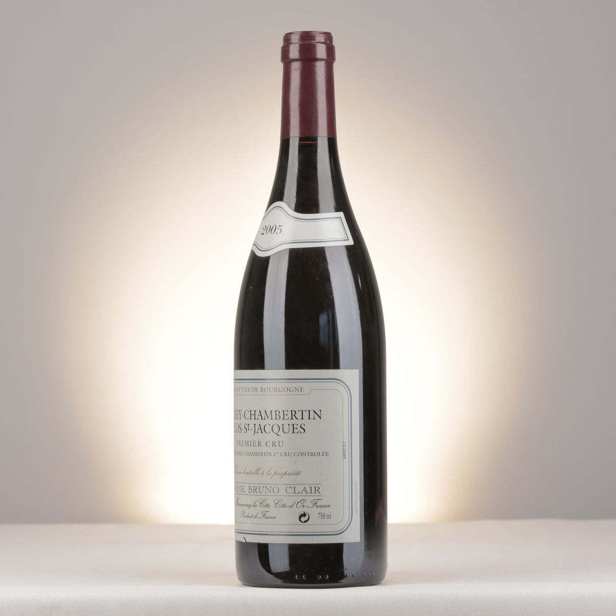 Bruno Clair Gevrey-Chambertin 1er Cru Clos Saint-Jacques 2005 Bottle turned left
