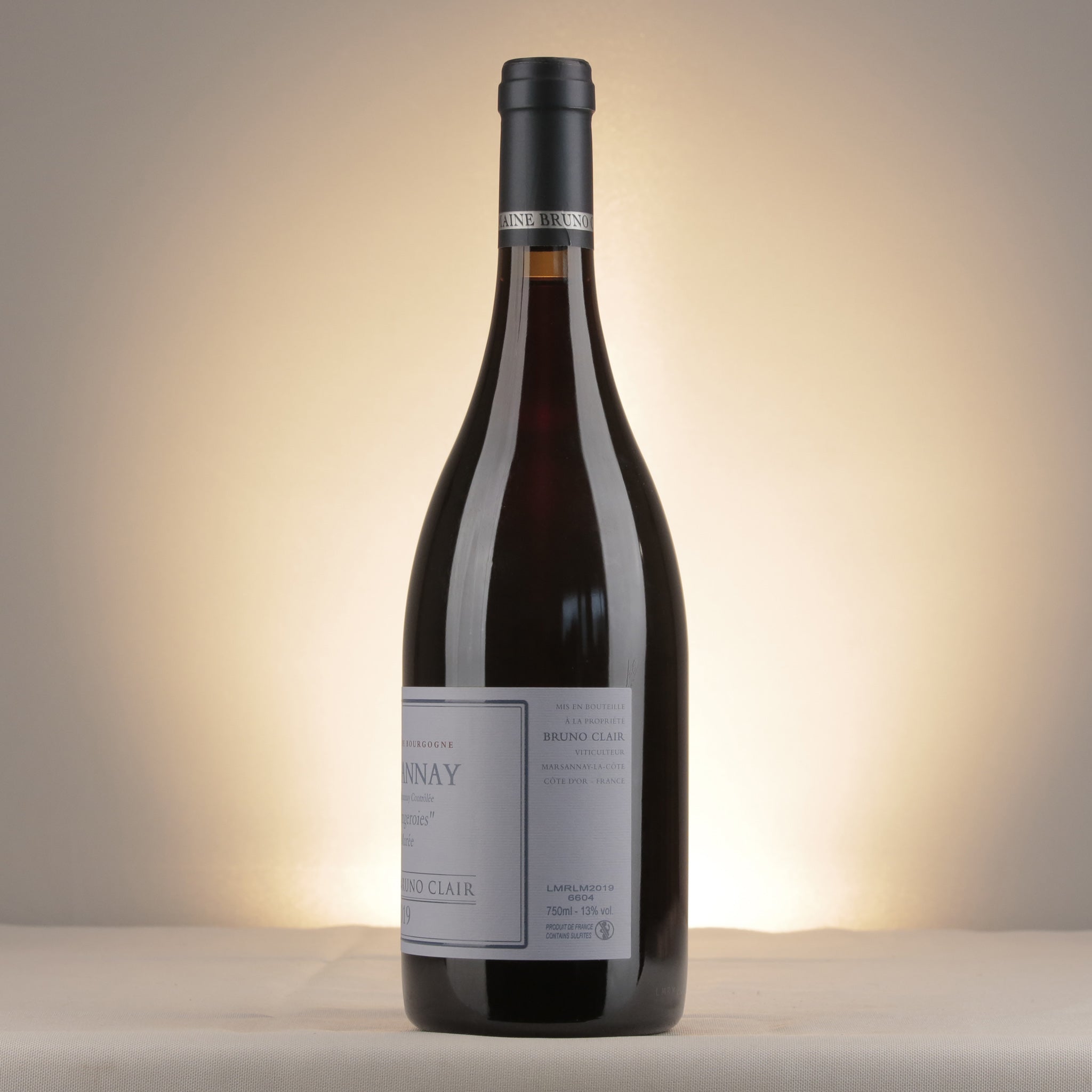 Bruno Clair Marsannay Les Longeroies La Muree 2019 Bottle detail