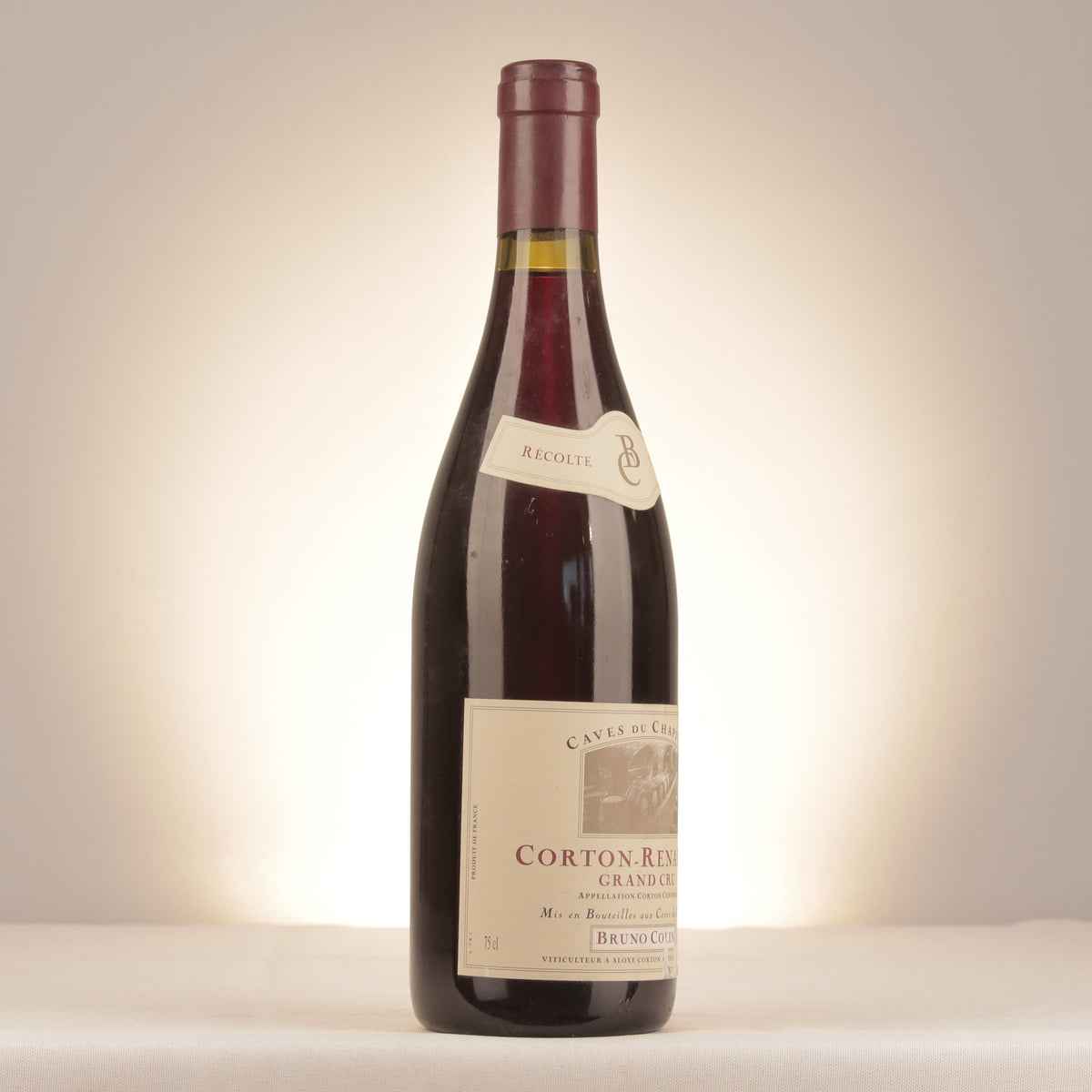 Bruno Colin Caves du Chapitre Corton Grand Cru Les Renardes 1998 Bottle turned right (lot 0ba8)