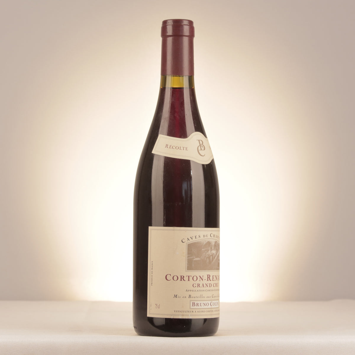 Bruno Colin Caves du Chapitre Corton Grand Cru Les Renardes 1998 Bottle turned right (lot cb73)
