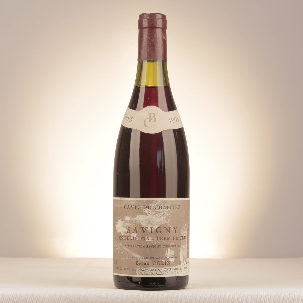 Bruno Colin Caves du Chapitre Savigny-lès-Beaune 1er Cru Les Peuillets 1995 Bottle front (lot cc34)