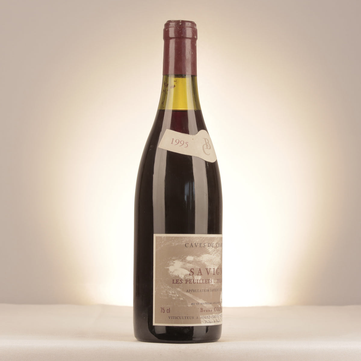 Bruno Colin Caves du Chapitre Savigny-lès-Beaune 1er Cru Les Peuillets 1995 Bottle turned right (lot ef09)