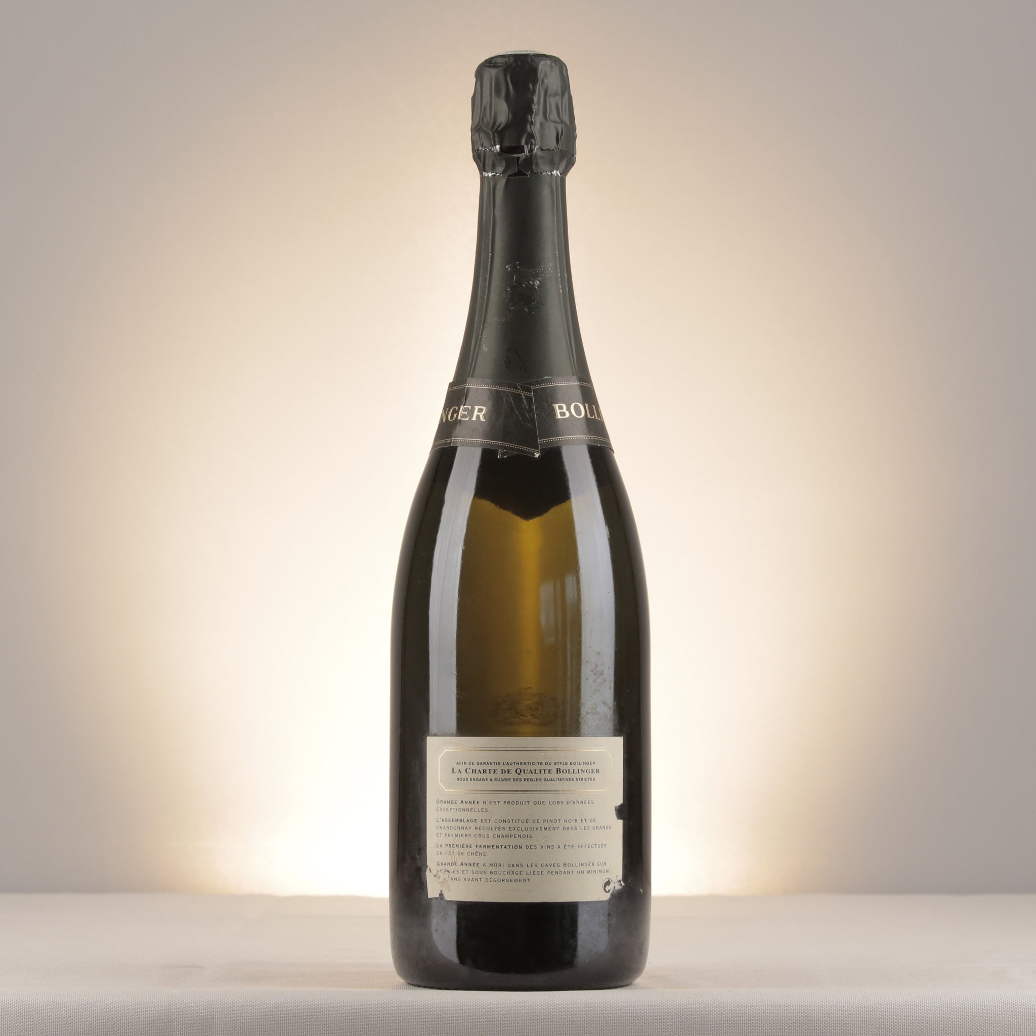 Champagne Bollinger La Grande Annee Brut 1990 Bottle 75cl back view