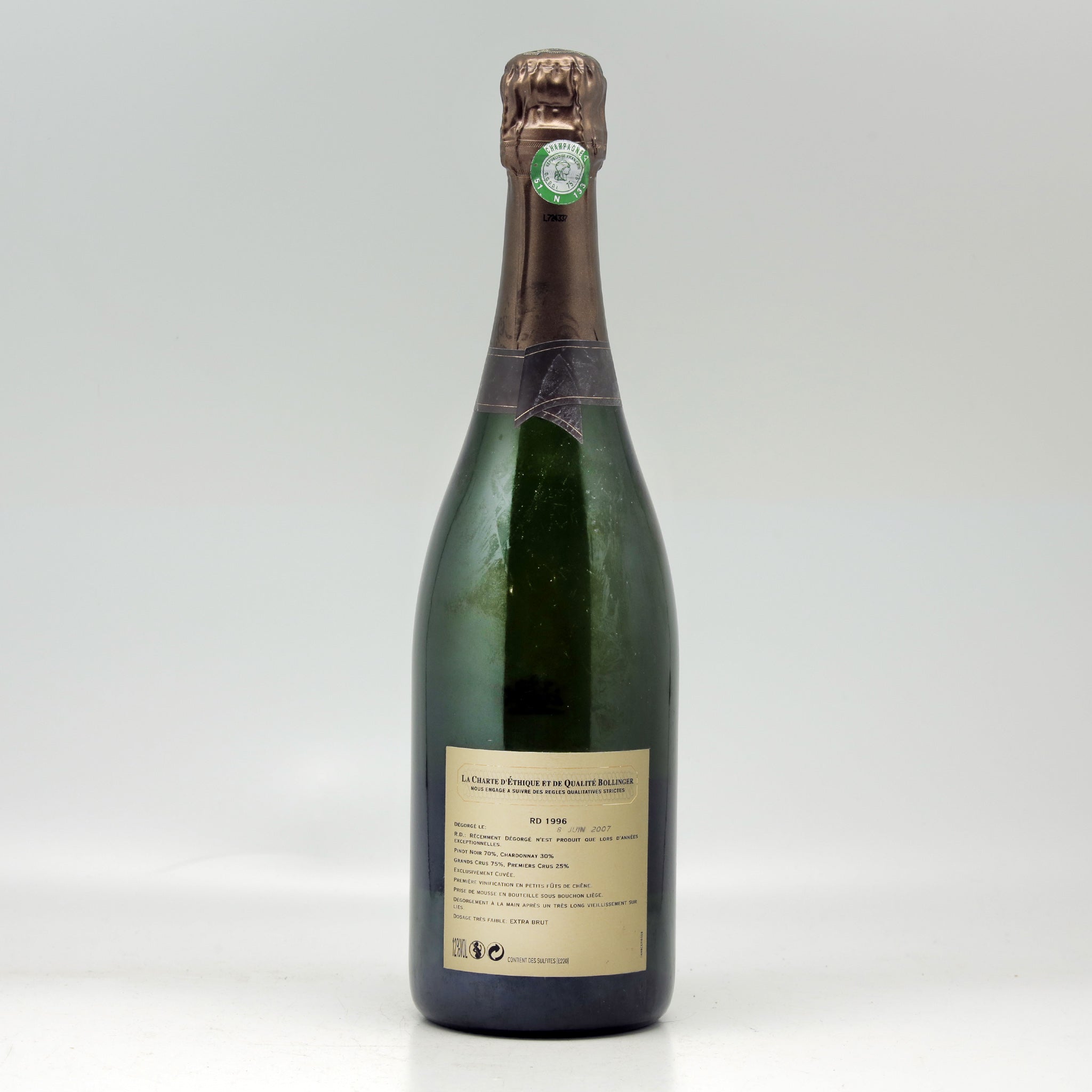 Champagne Bollinger R.D. Extra Brut 1996 Champagne Bottle