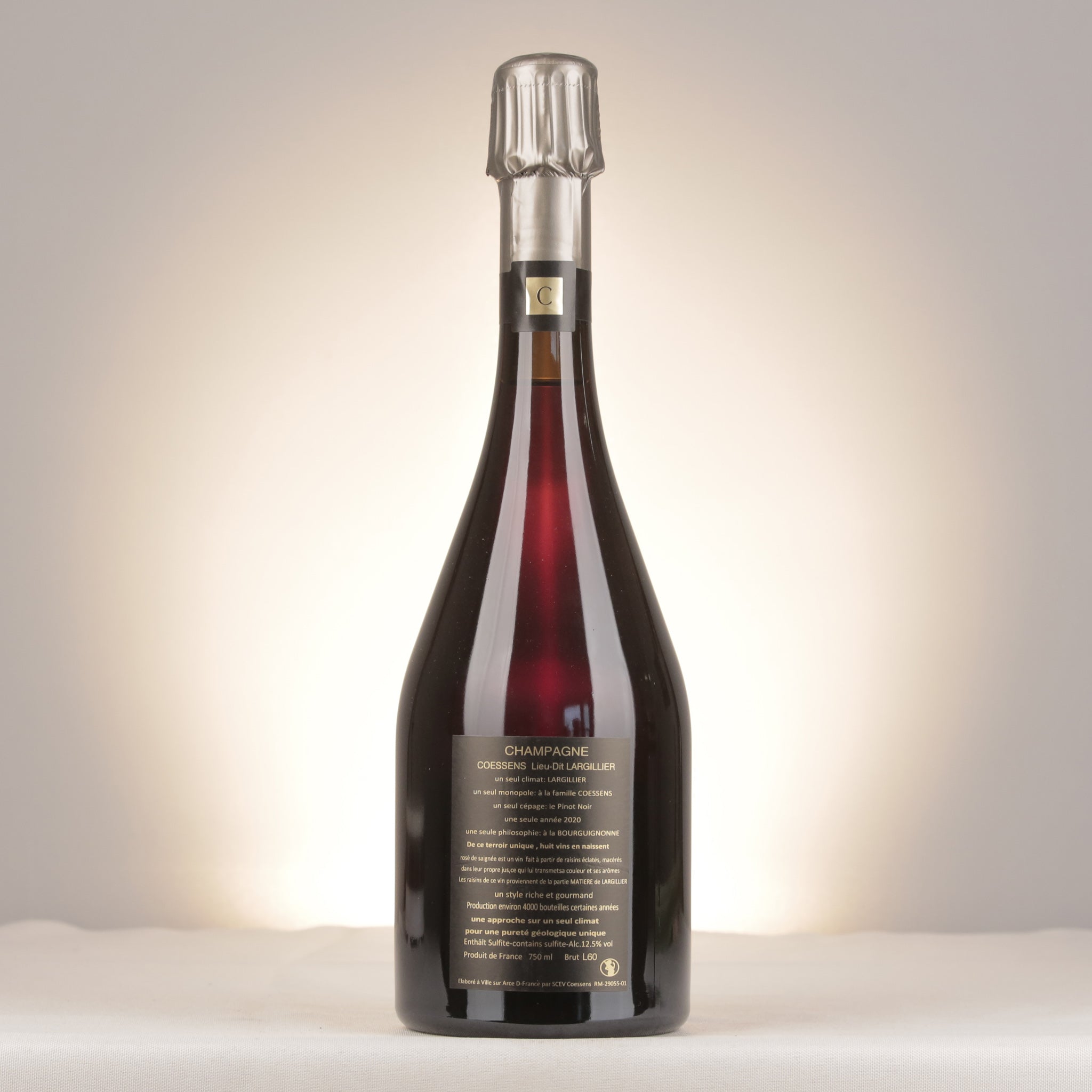 Champagnes Coessens Largillier Brut Rosé Champagne NV Bottle back