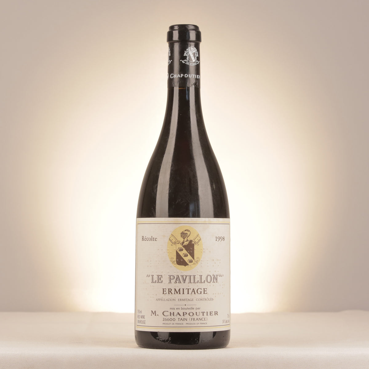 M. Chapoutier Hermitage Le Pavillon 1998 Bottle front