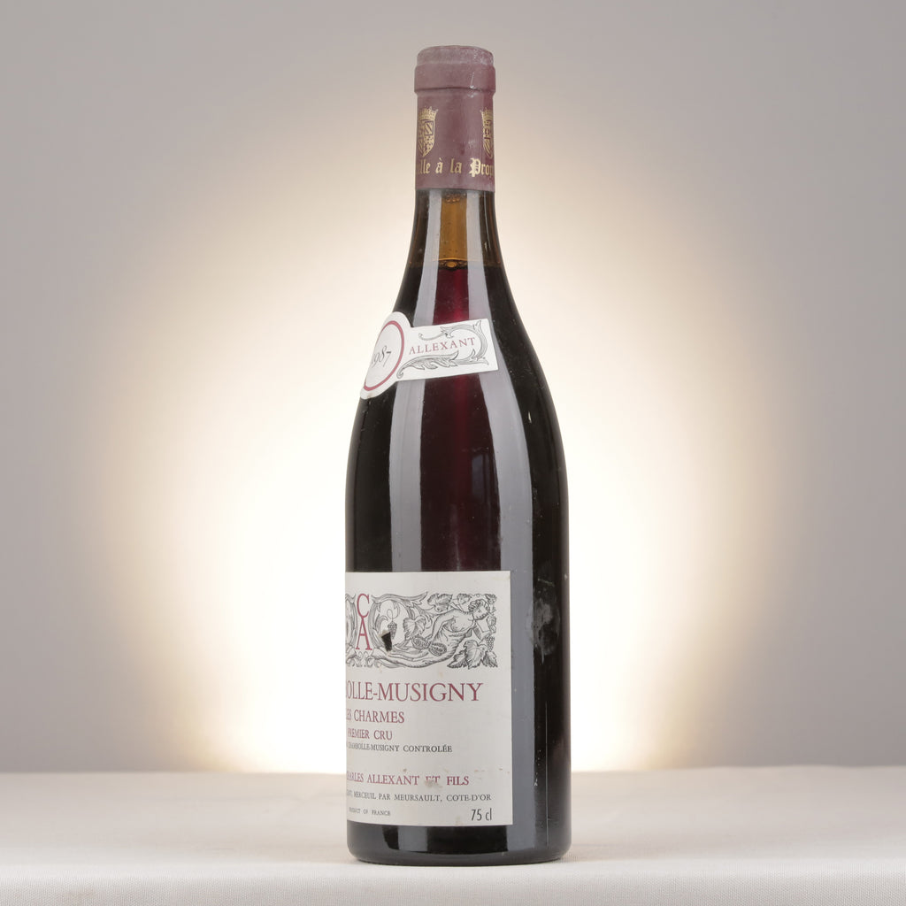 Charles Allexant et Fils Chambolle-Musigny 1er Cru Les Charmes 1987 Bottle turned left