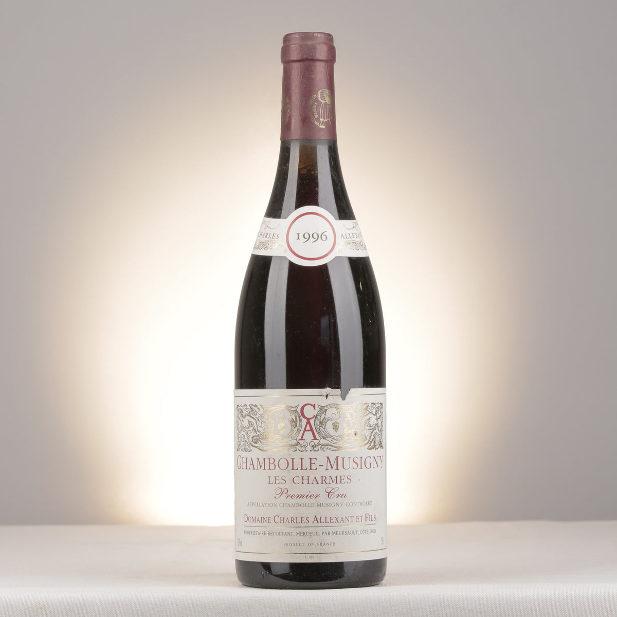 Charles Allexant et Fils Chambolle-Musigny 1er Cru Les Charmes 1996 Bottle front