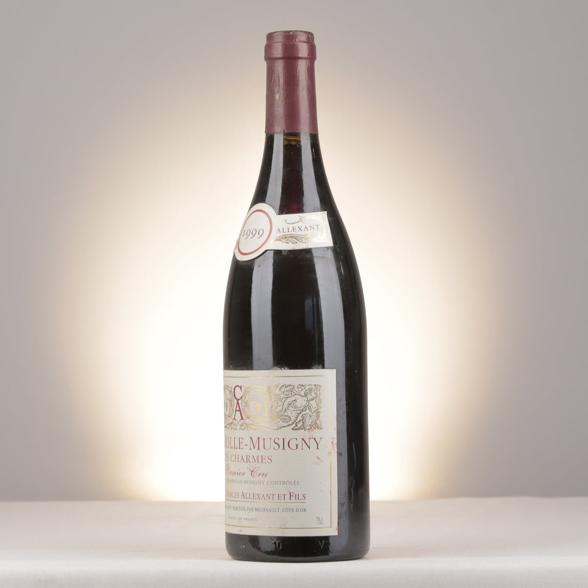 Charles Allexant et Fils Chambolle-Musigny 1er Cru Les Charmes 1999 Bottle turned left