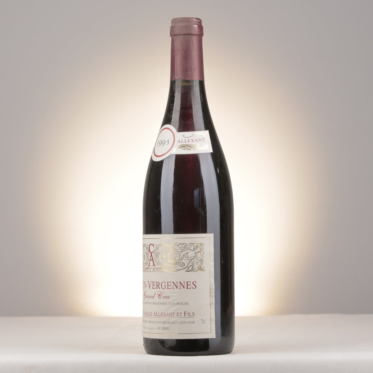 Charles Allexant et Fils Corton Grand Cru Les Vergennes 1995 Bottle turned left