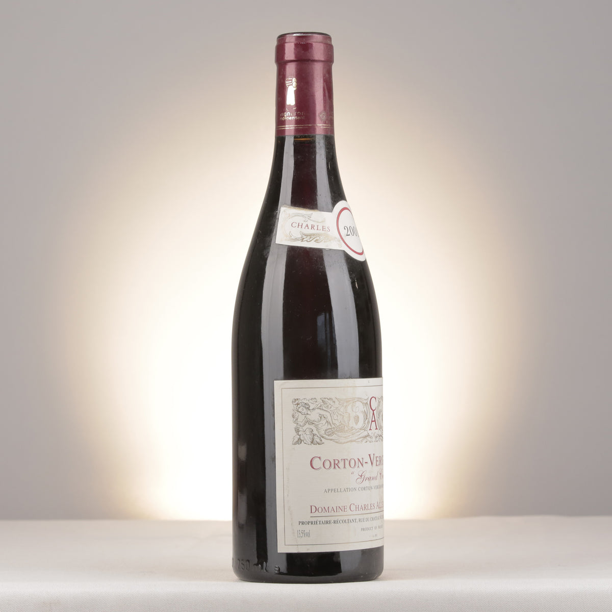 Charles Allexant et Fils Corton Grand Cru Les Vergennes 2001 Bottle turned right