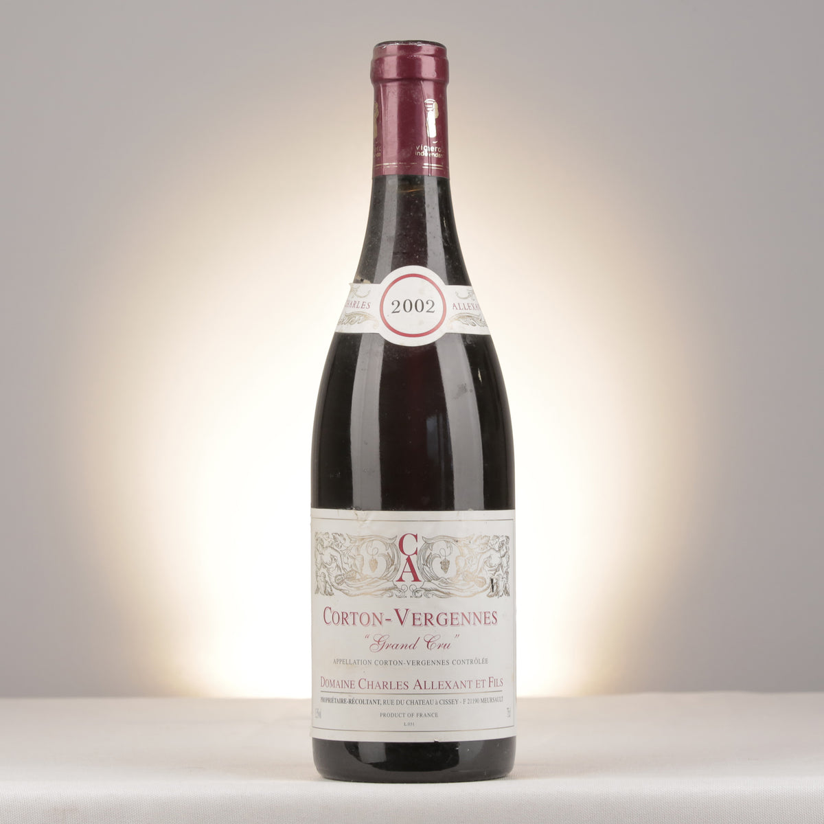 Charles Allexant et Fils Corton Grand Cru Les Vergennes 2002 Bottle front
