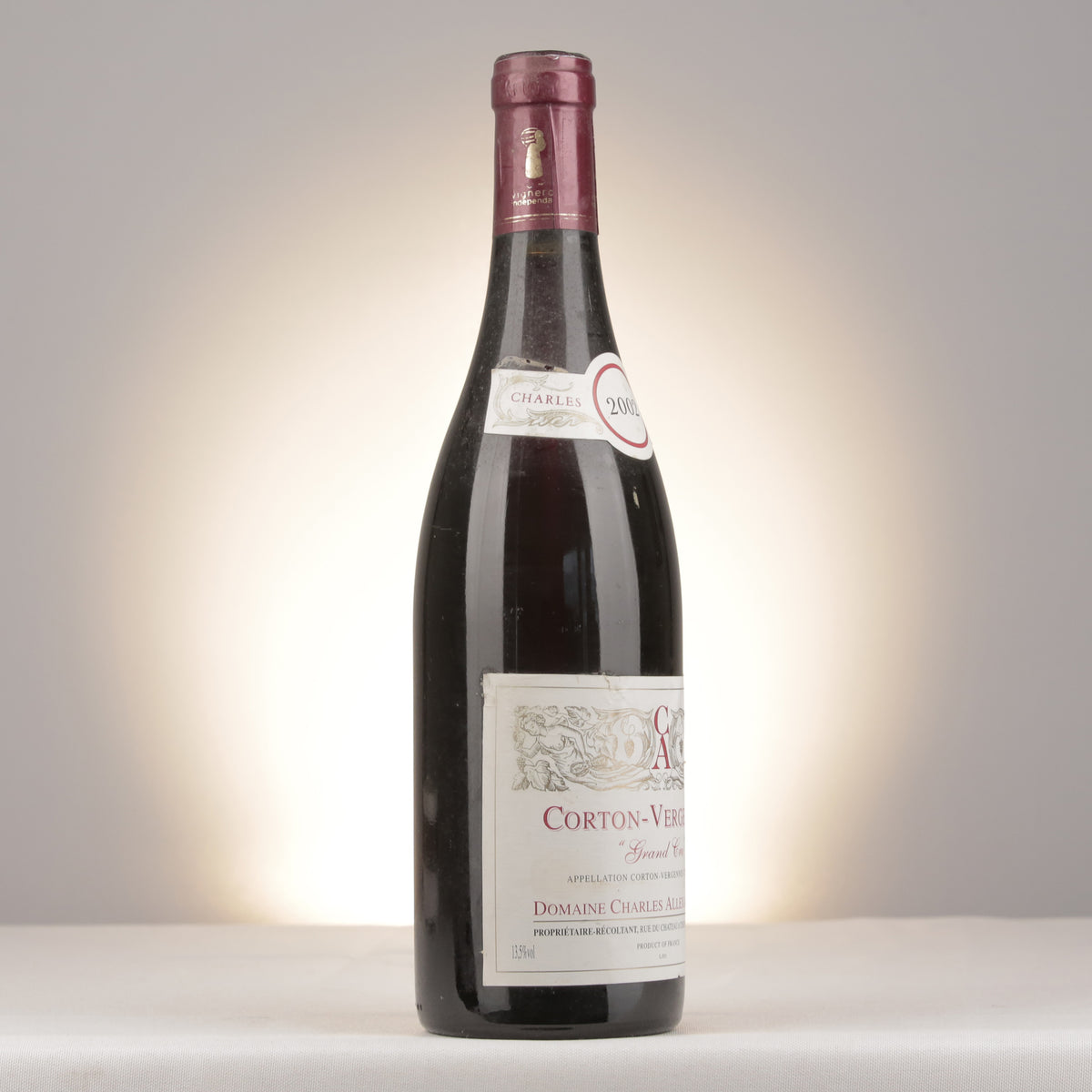 Charles Allexant et Fils Corton Grand Cru Les Vergennes 2002 Bottle turned right
