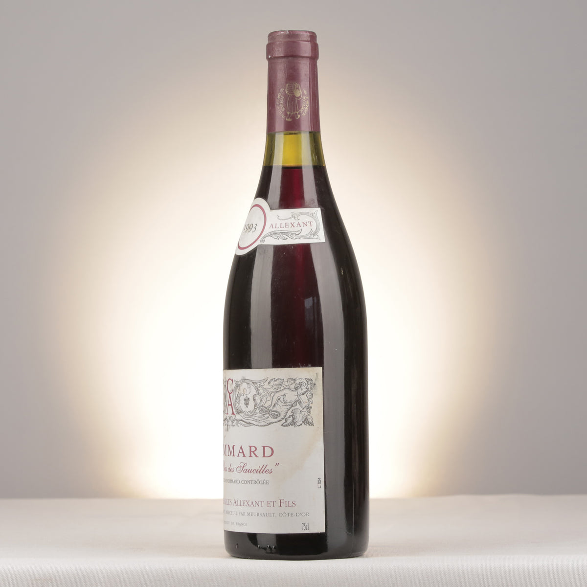 Charles Allexant et Fils Pommard Le Bas des Saucilles 1993 Bottle turned left