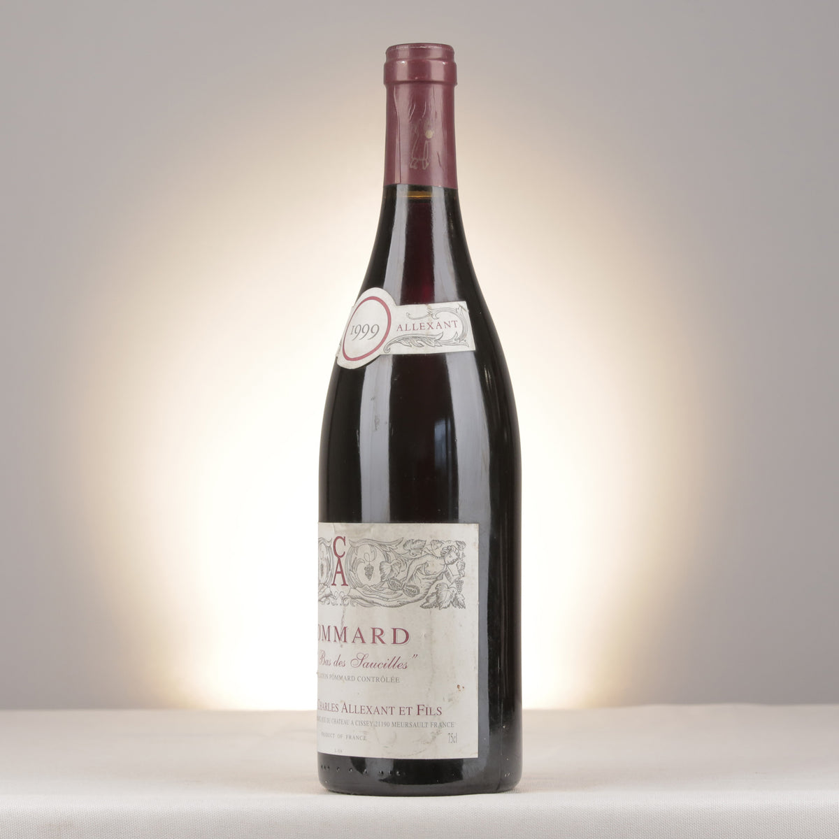 Charles Allexant et Fils Pommard Le Bas des Saucilles 1999 Bottle turned left