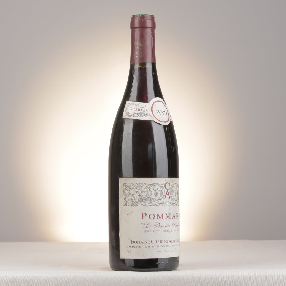 Charles Allexant et Fils Pommard Le Bas des Saucilles 1999 Bottle turned right