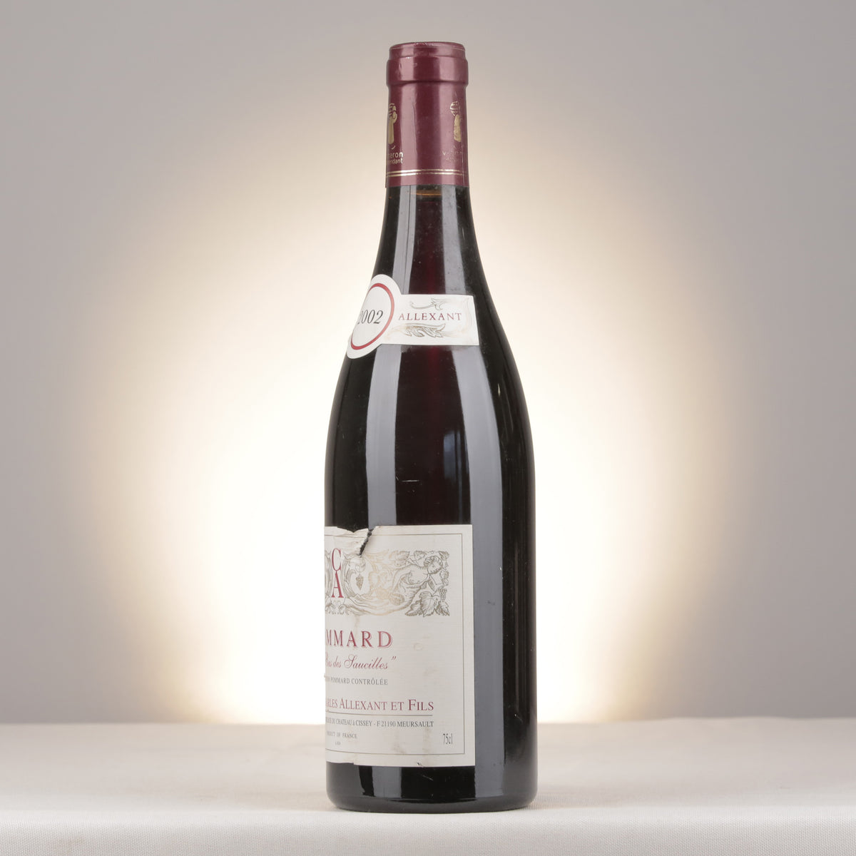 Charles Allexant et Fils Pommard Le Bas des Saucilles 2002 Bottle turned left