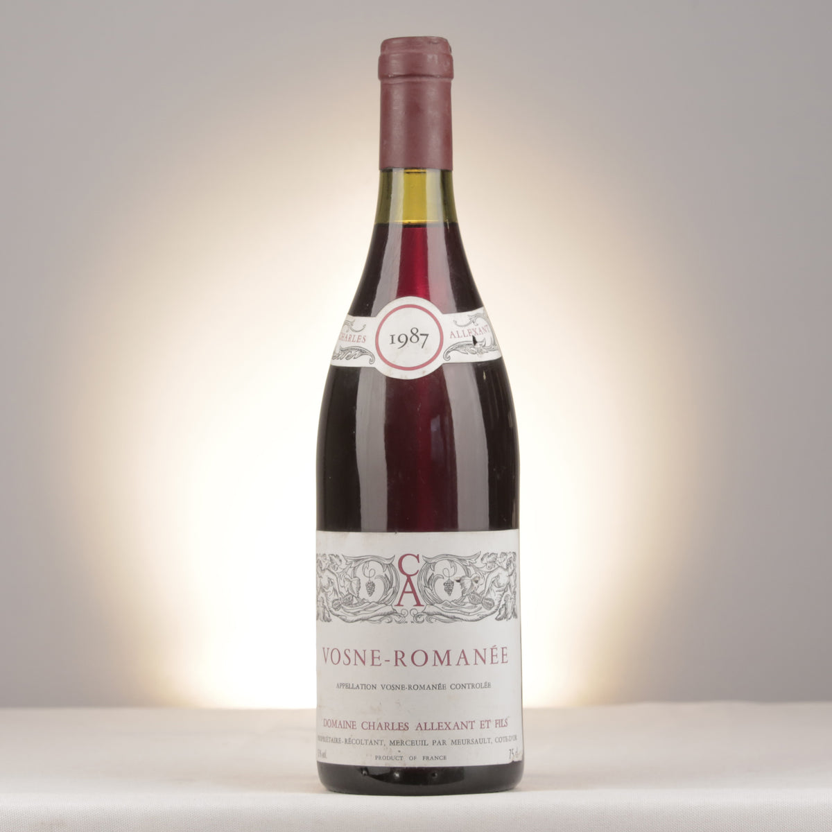 Charles Allexant et Fils Vosne-Romanée 1987 Bottle front