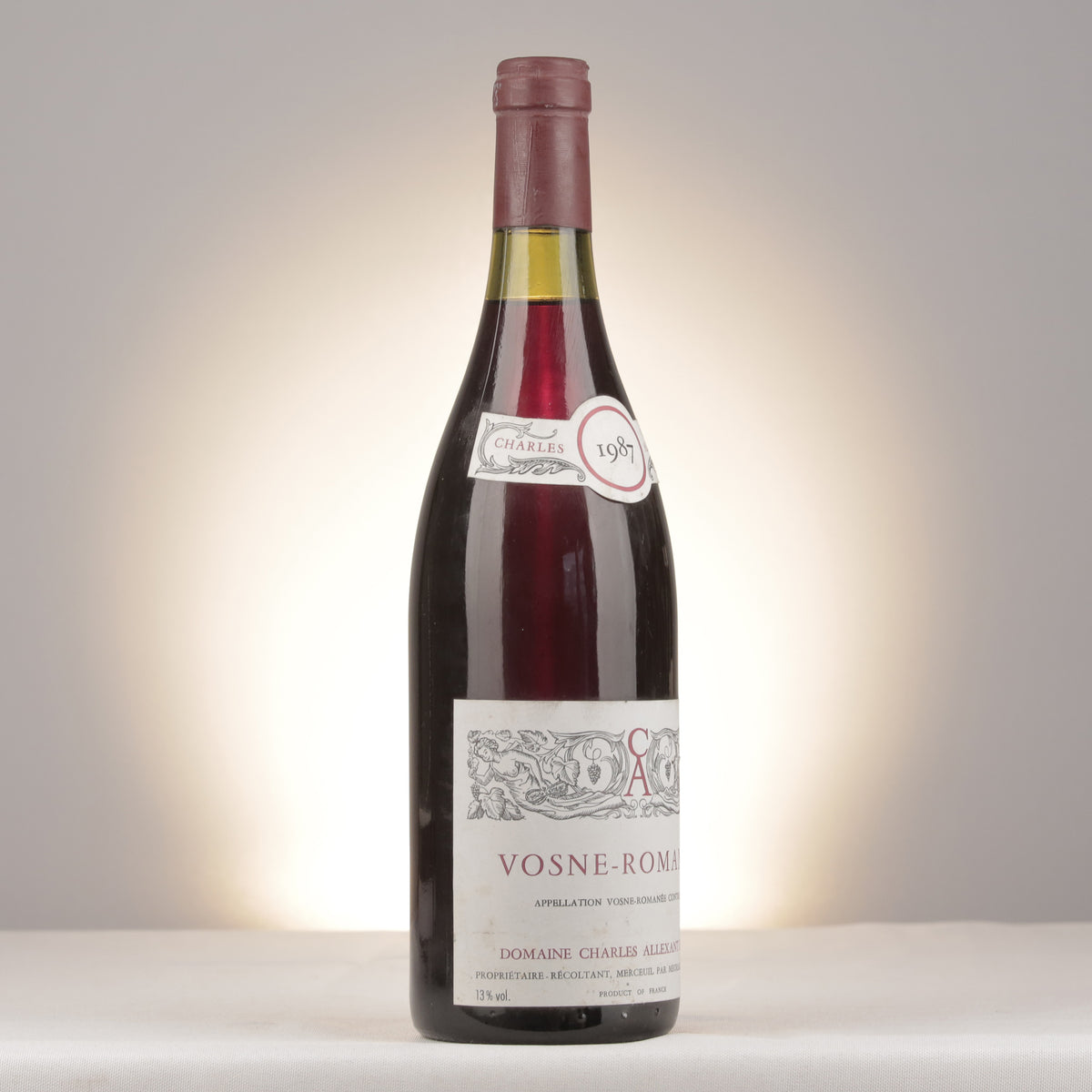 Charles Allexant et Fils Vosne-Romanée 1987 Bottle turned right