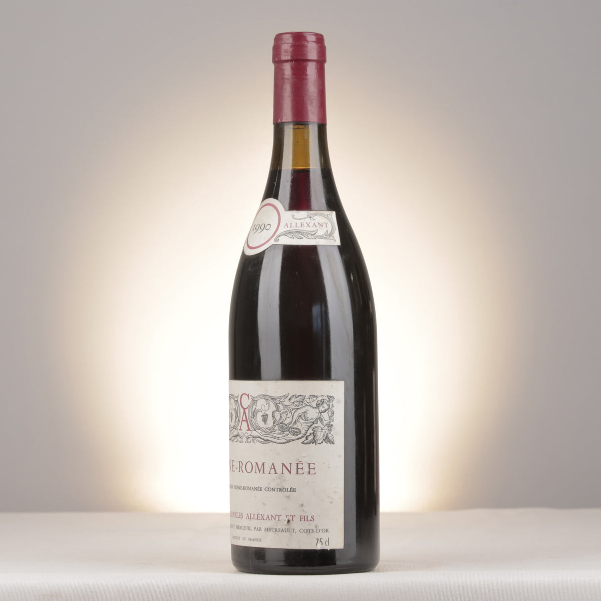 Charles Allexant et Fils Vosne-Romanée 1990 Bottle turned left