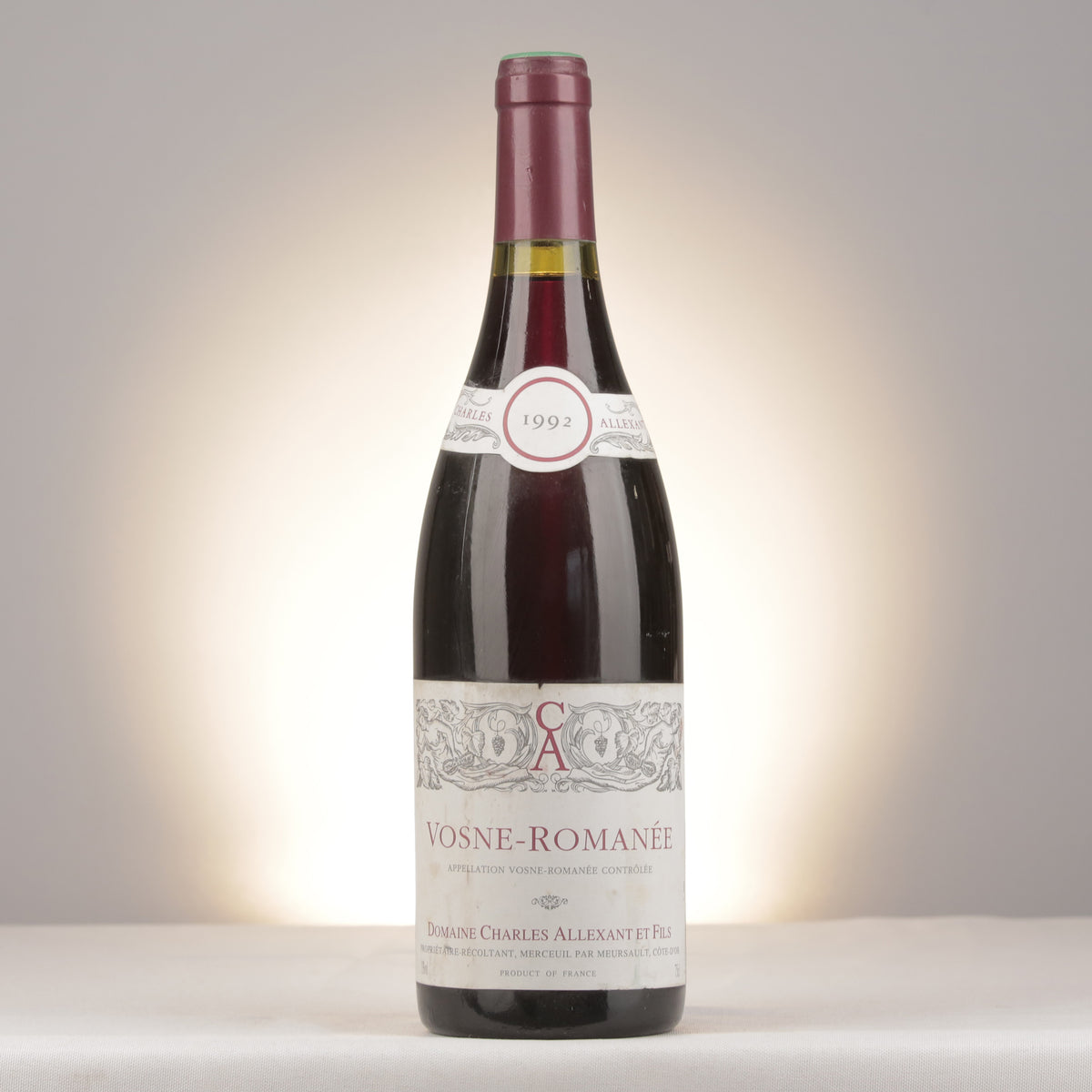 Charles Allexant et Fils Vosne-Romanée 1992 Bottle front