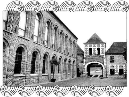 Chartreuse, historic Carthusian monastery estate, birthplace of the iconic herbal elixir, framed with Dynamic Cellars wave de