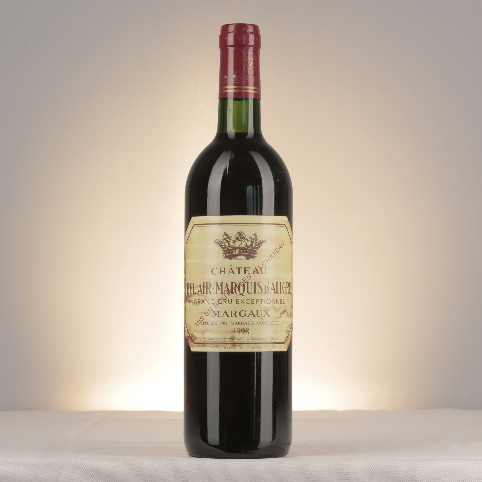 Château Bel Air-Marquis d'Aligre 1998 Bottle front