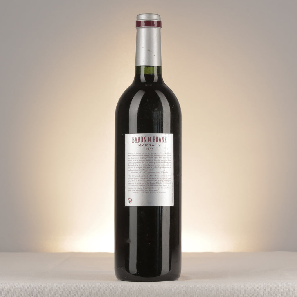 Chateau Brane-Cantenac Baron de Brane Margaux 2003 Bottle back