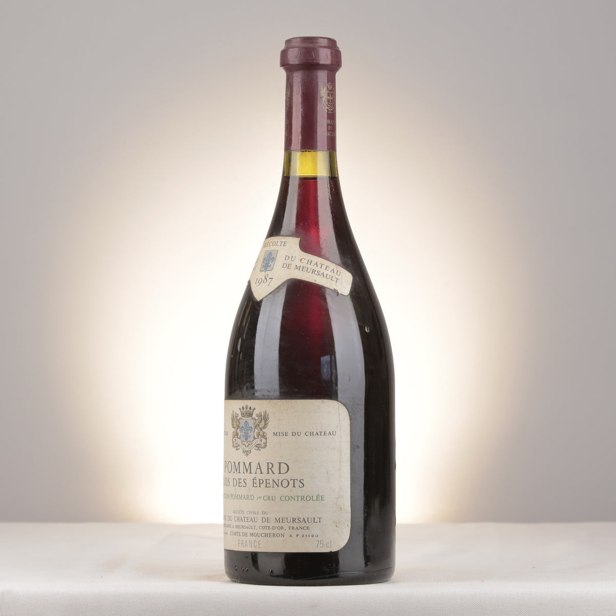 Château de Meursault Pommard 1er Cru Clos des Épenots 1987 Bottle turned left