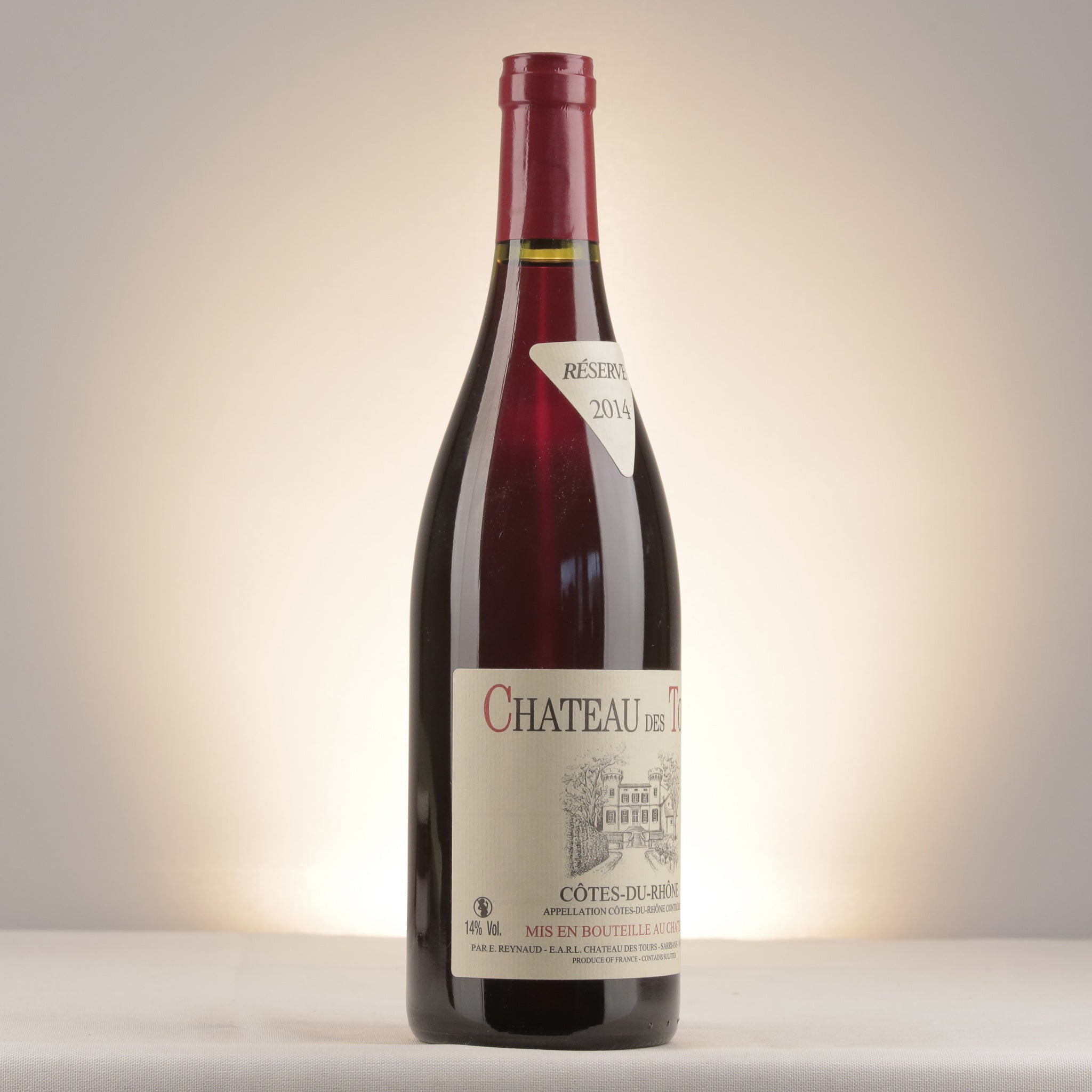 Château des Tours Côtes du Rhône Red 2014 Bottle label
