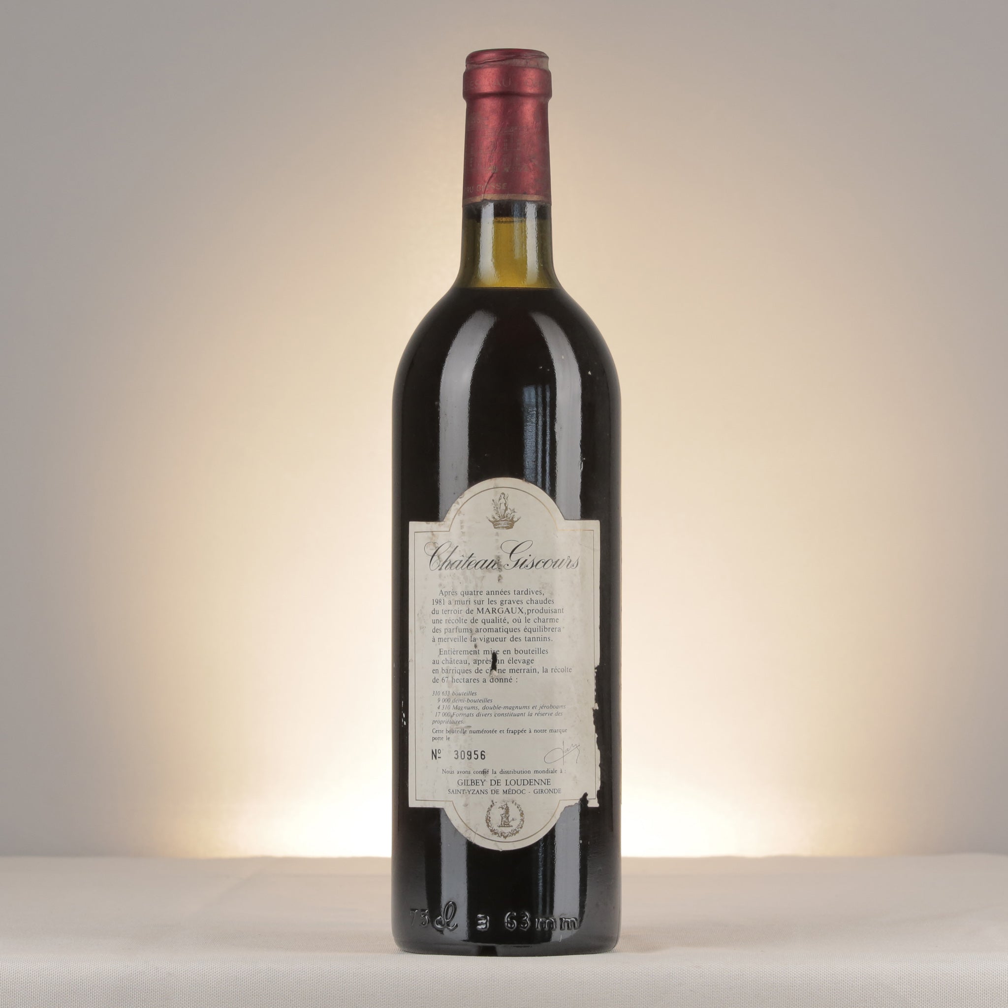 Château Giscours 1981 Bottle back (lot c39f)