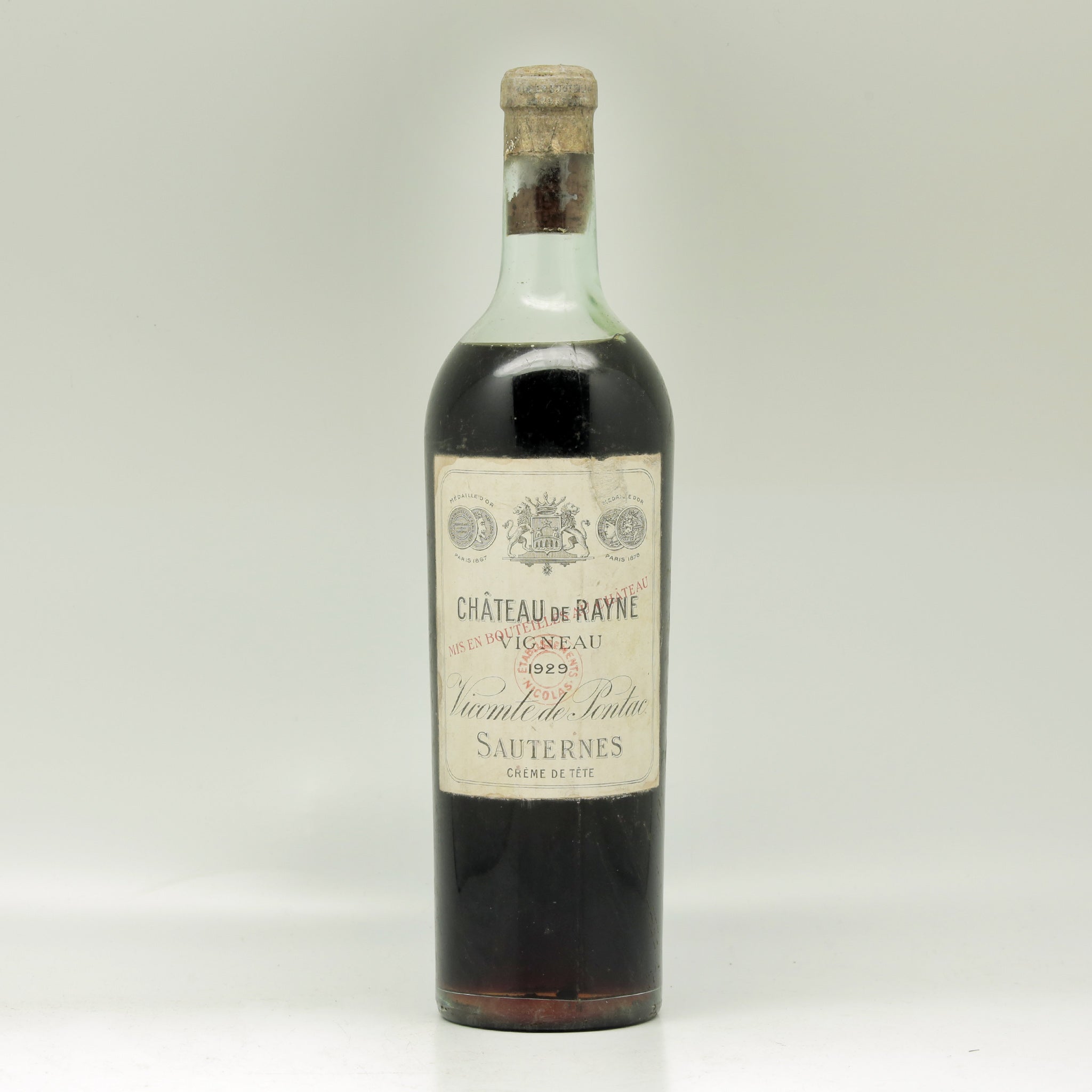 Château Rayne Vigneau Chateau Rayne Vigneau Crème de Tête 1929 White wine Bottle