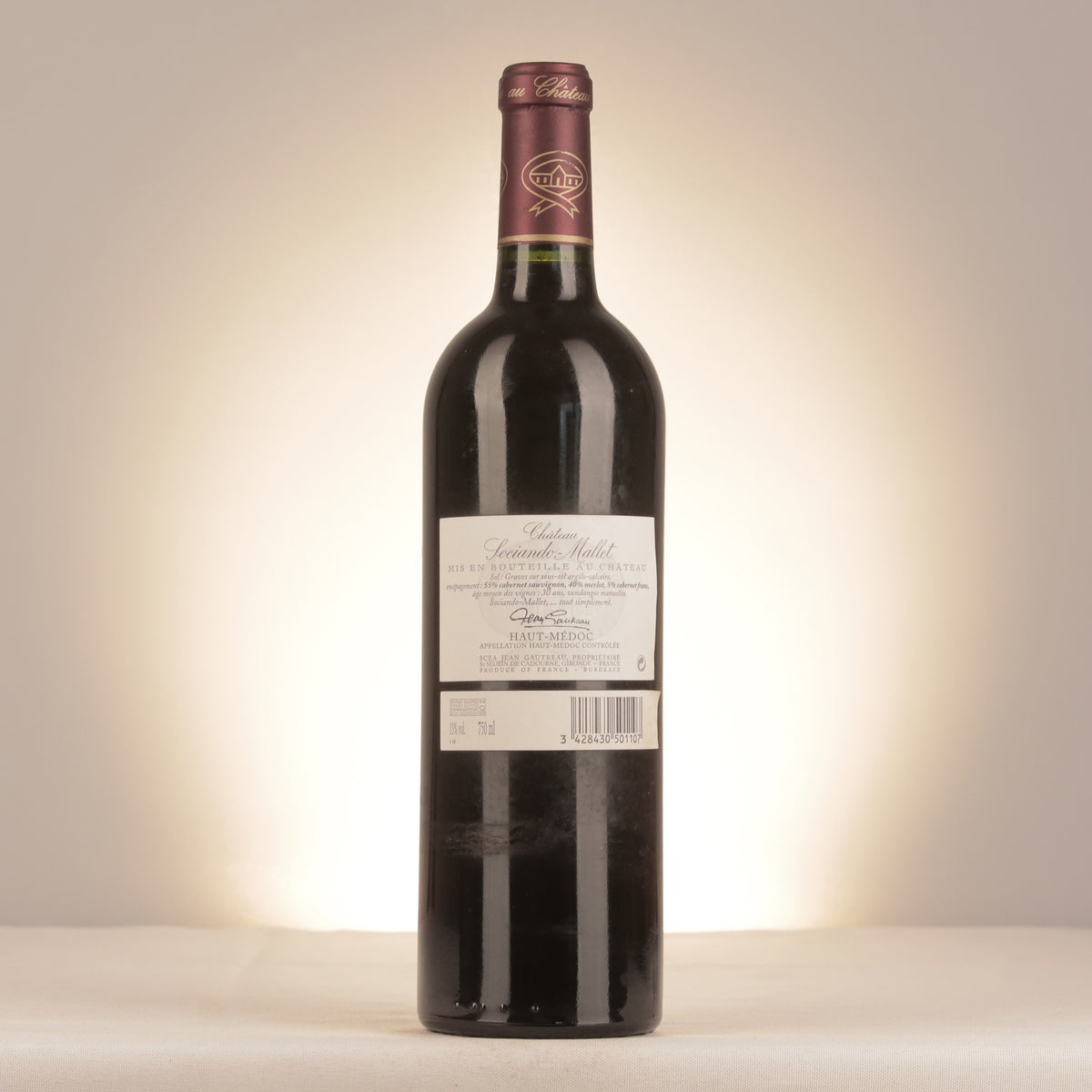 Château Sociando-Mallet 2005 Bottle back