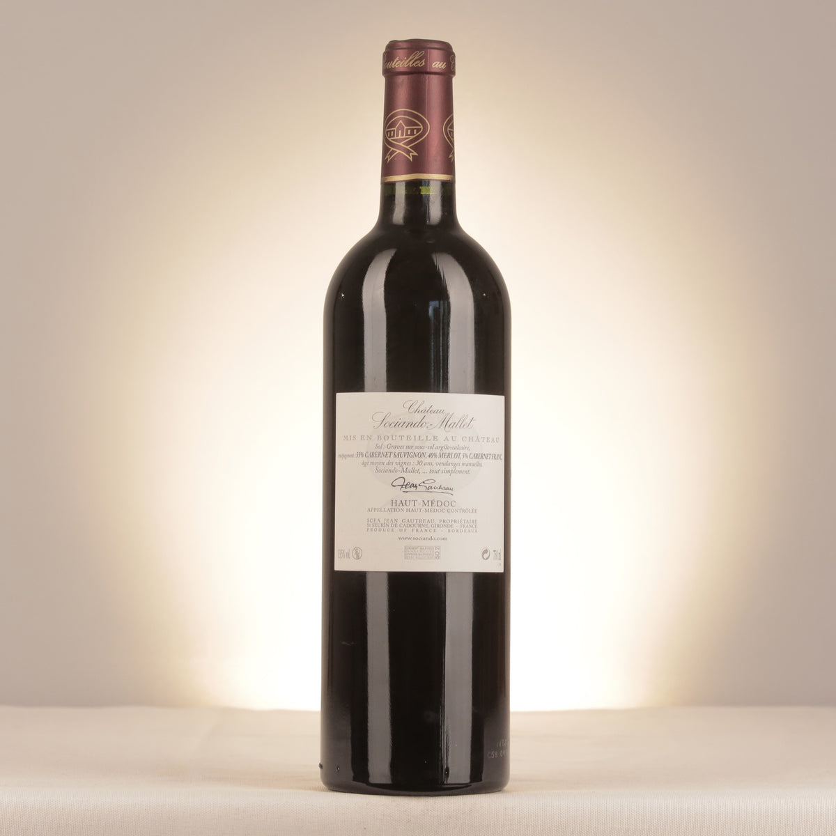 Château Sociando-Mallet 2009 Bottle back